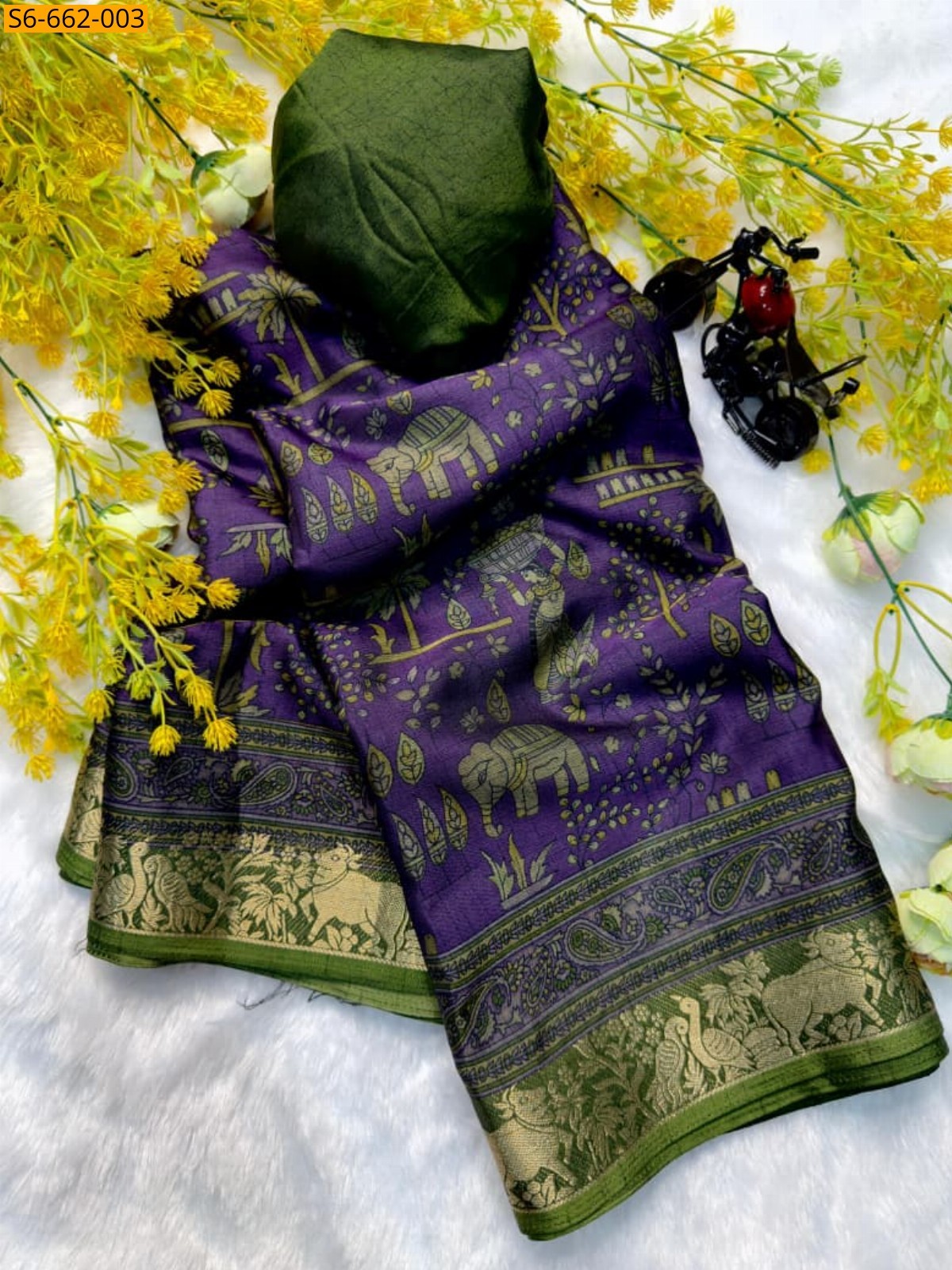 Violet Soft bleck dola silk sarees