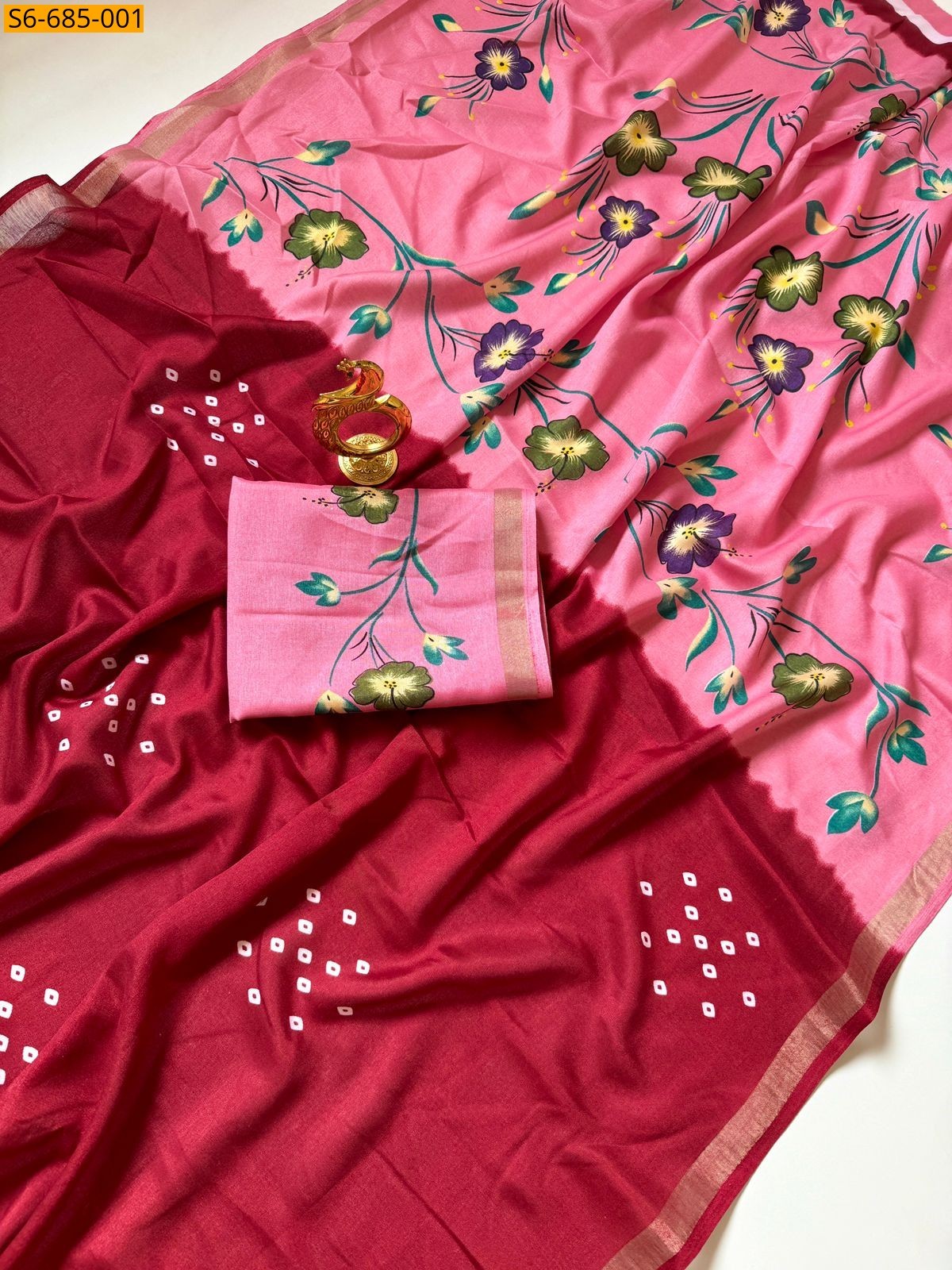 Red Fancy mulmul cotton sarees