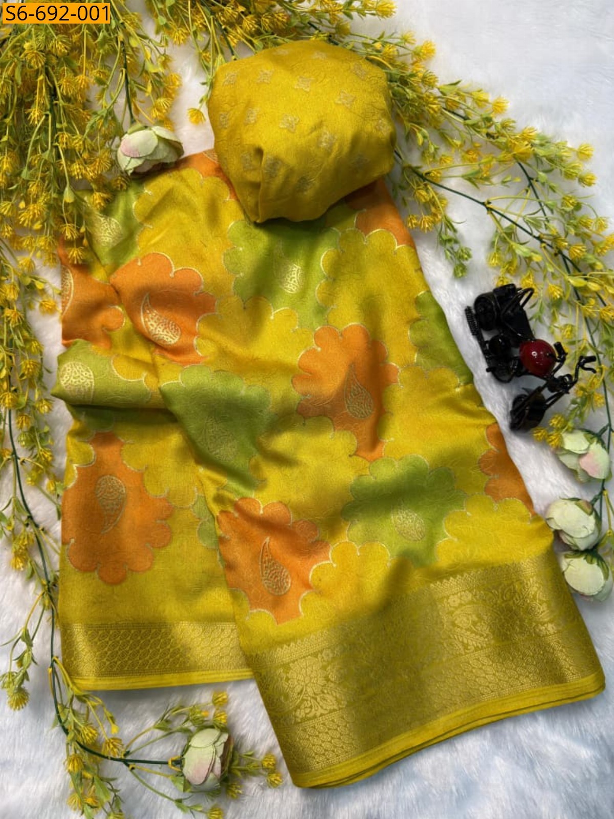 Yellow Fancy Marshmellow Saree