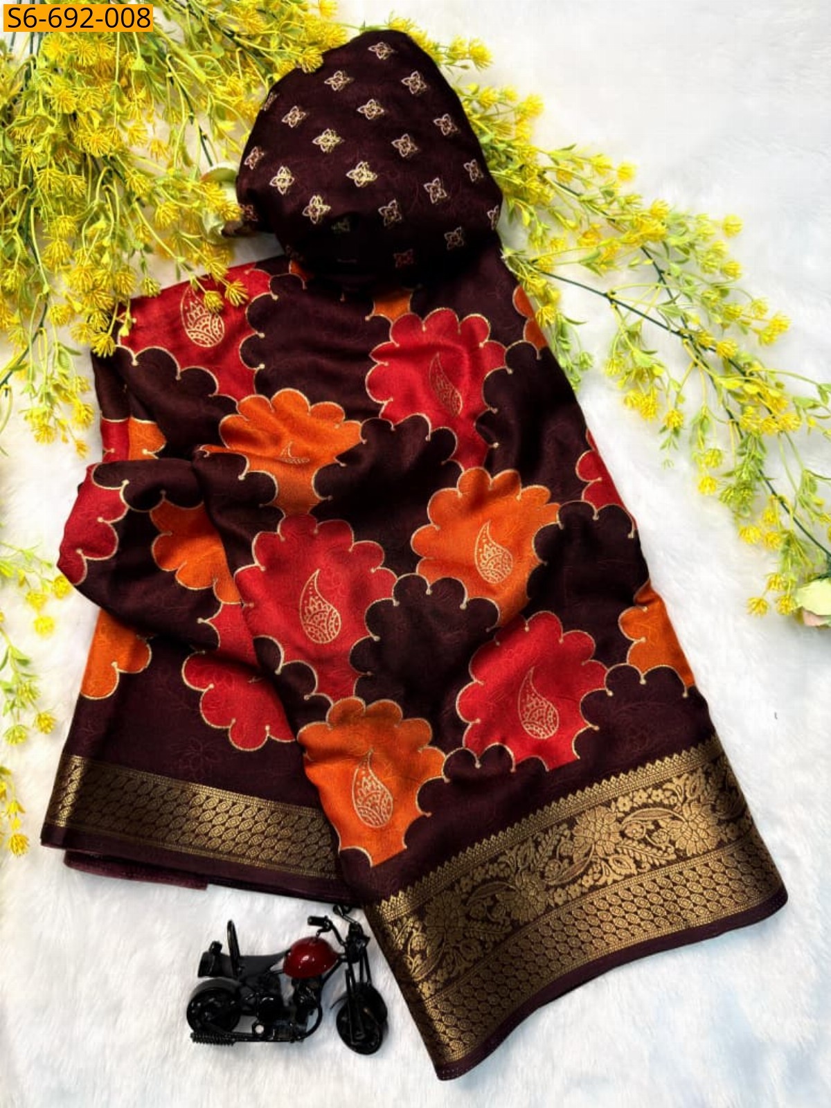 Wine Fancy Marshmellow Saree