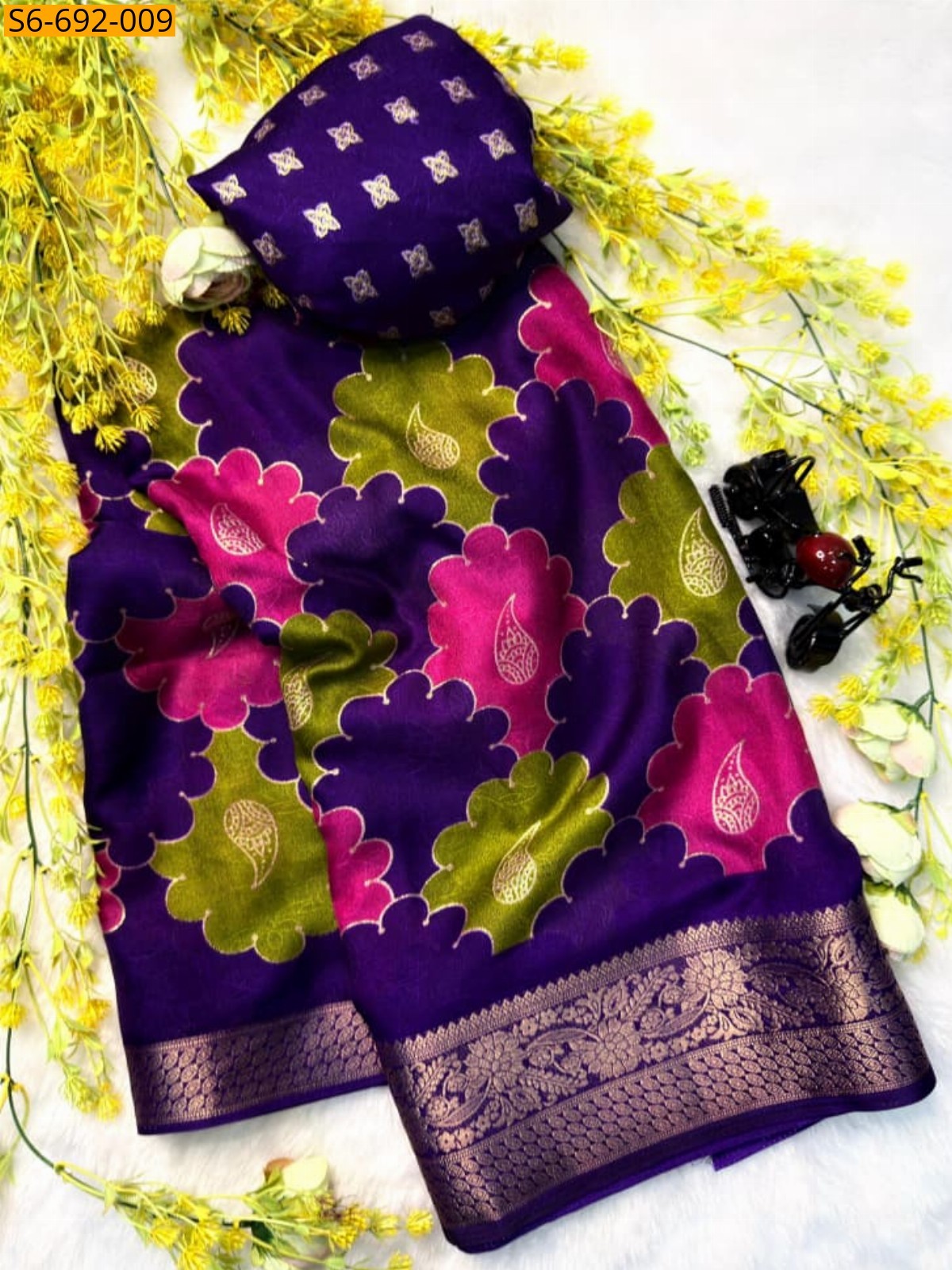Voilet Fancy Marshmellow Saree