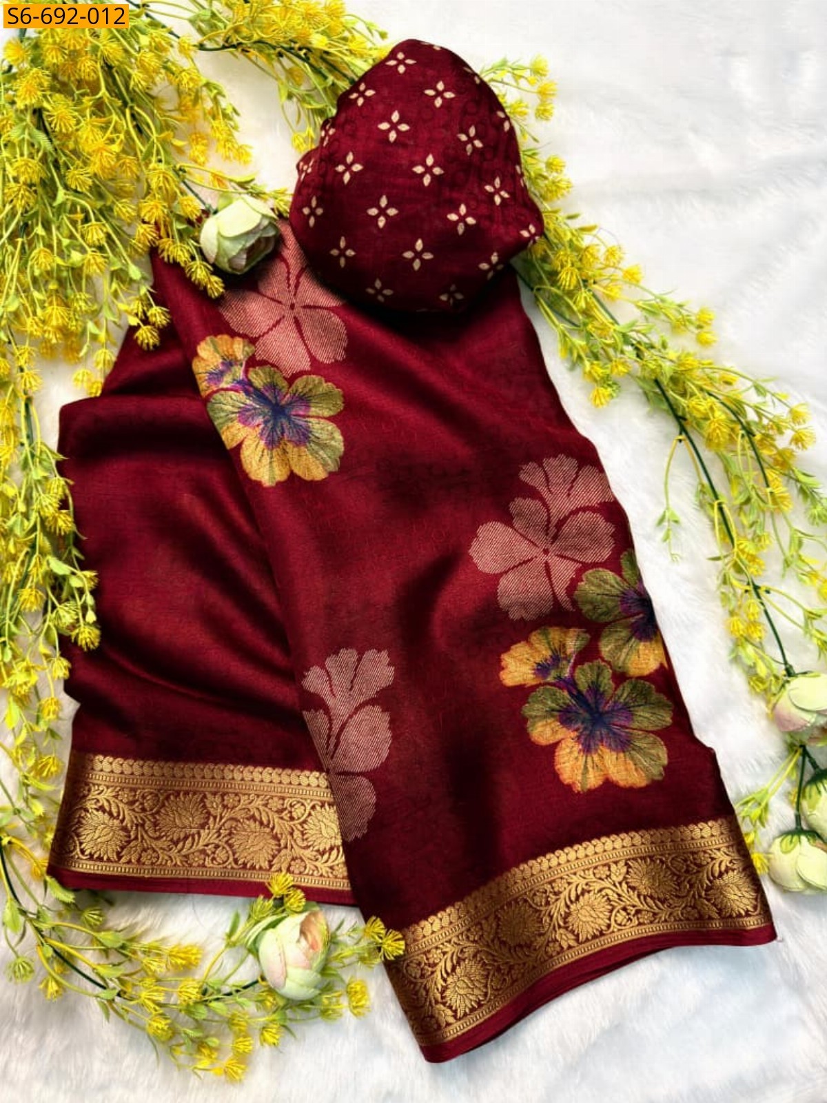 Red Fancy Marshmellow Saree