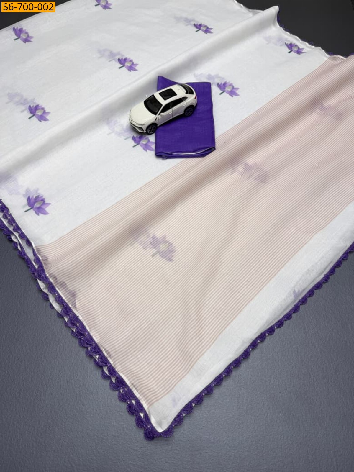 Violet Plain Soft Linen  Saree