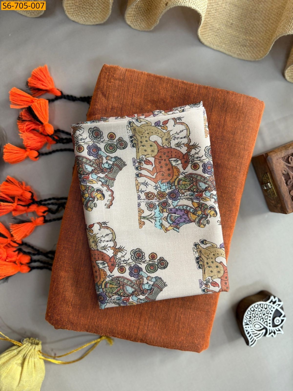 Brown Khadi Cotton Saree