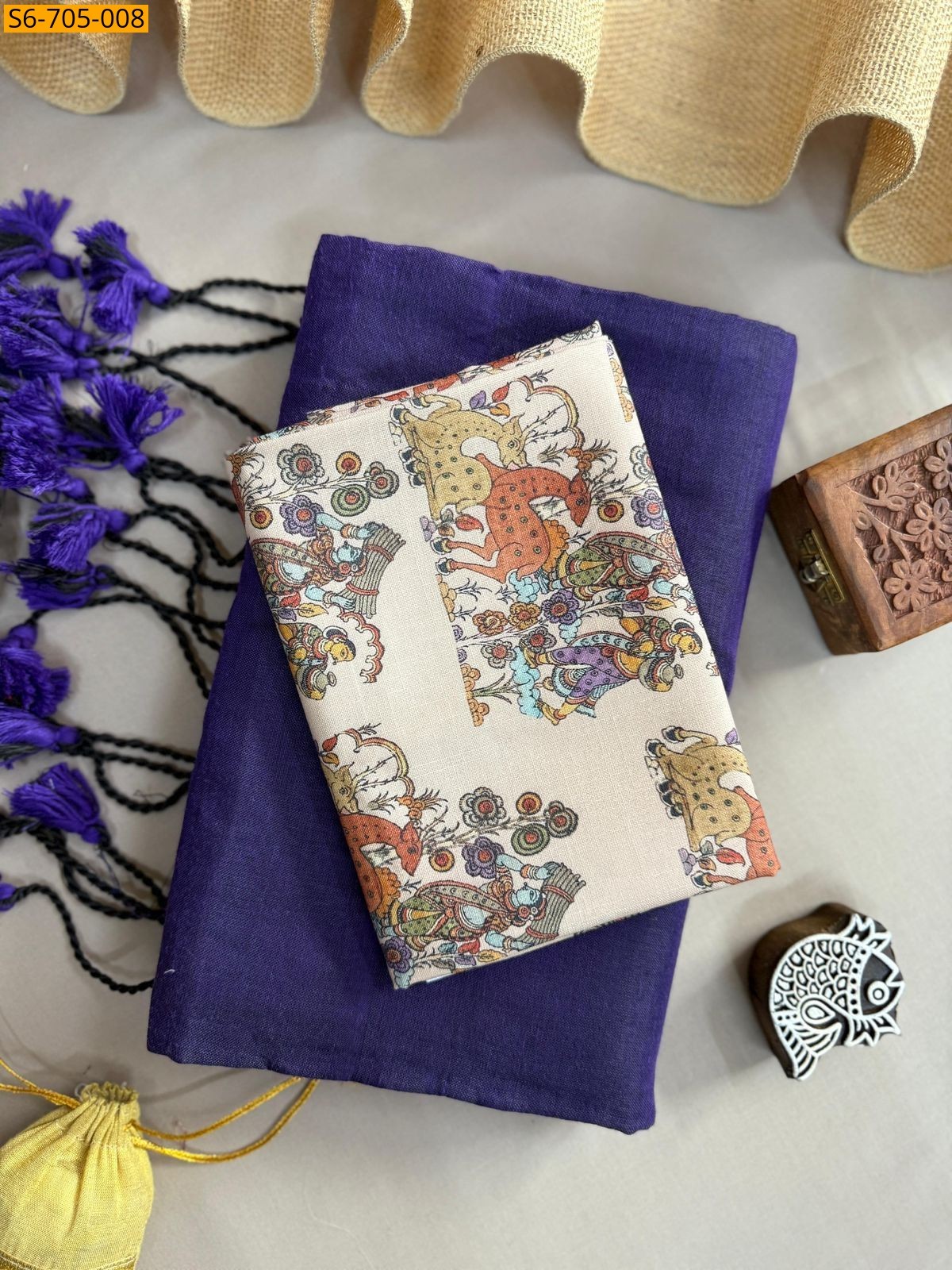 Violet Khadi Cotton Saree