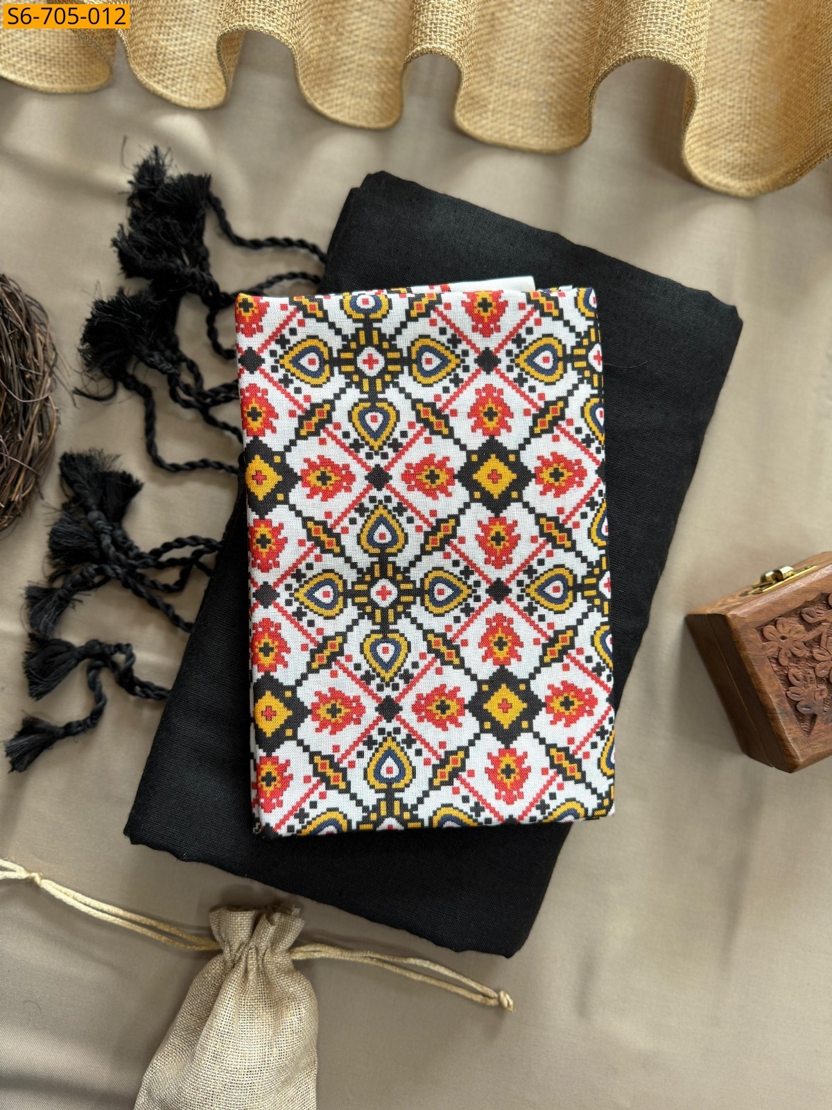 Black Khadi Cotton Saree
