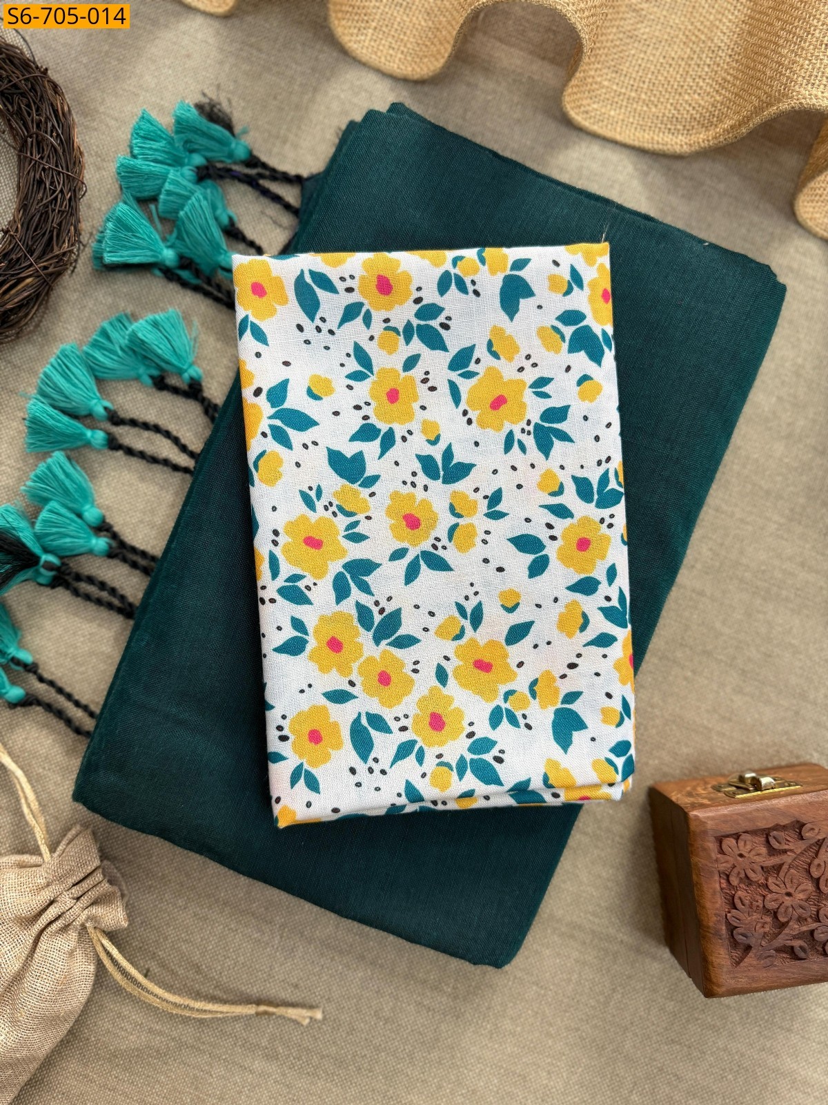 Green Khadi Cotton Saree