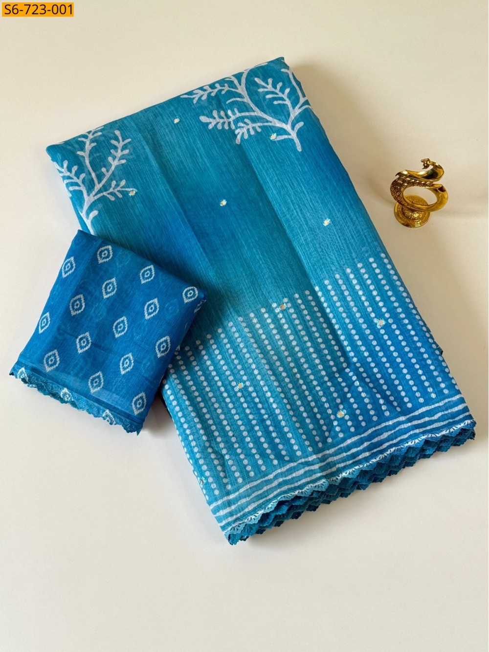 Blue Soft Linen cotton Saree Blue Soft Linen cotton Saree