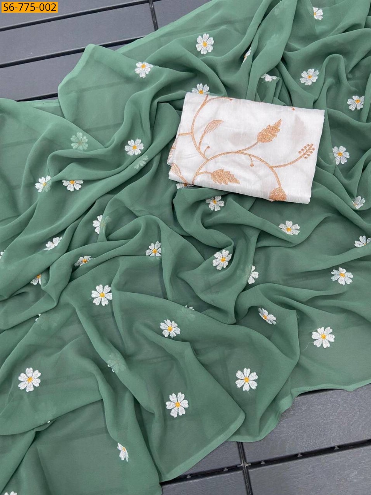 Green Fancy Georgette Saree