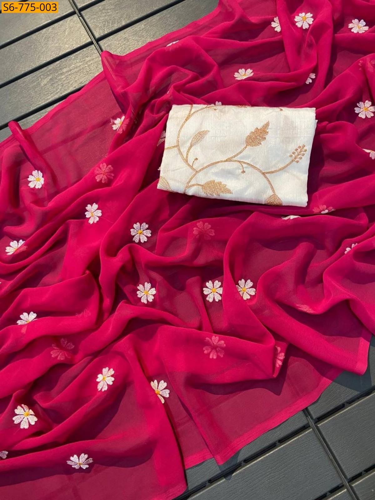 Pink Fancy Georgette Saree