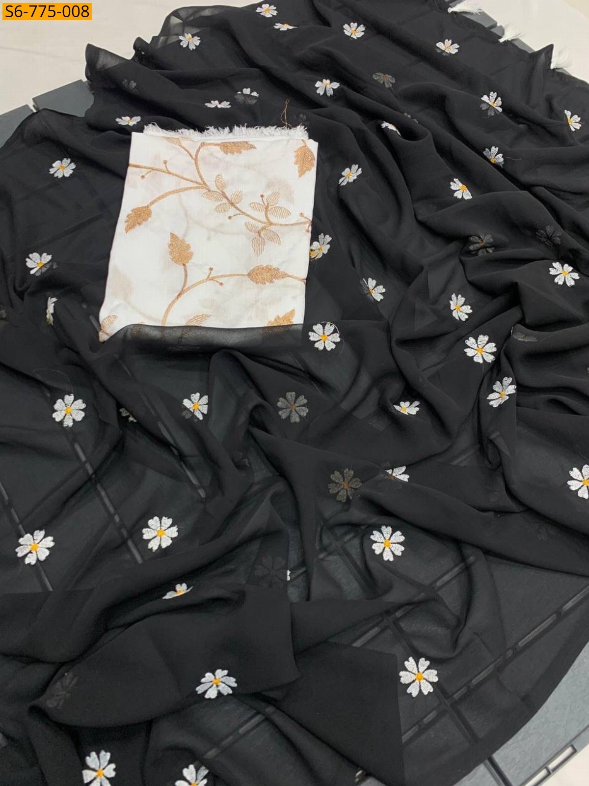Black Fancy Georgette Saree