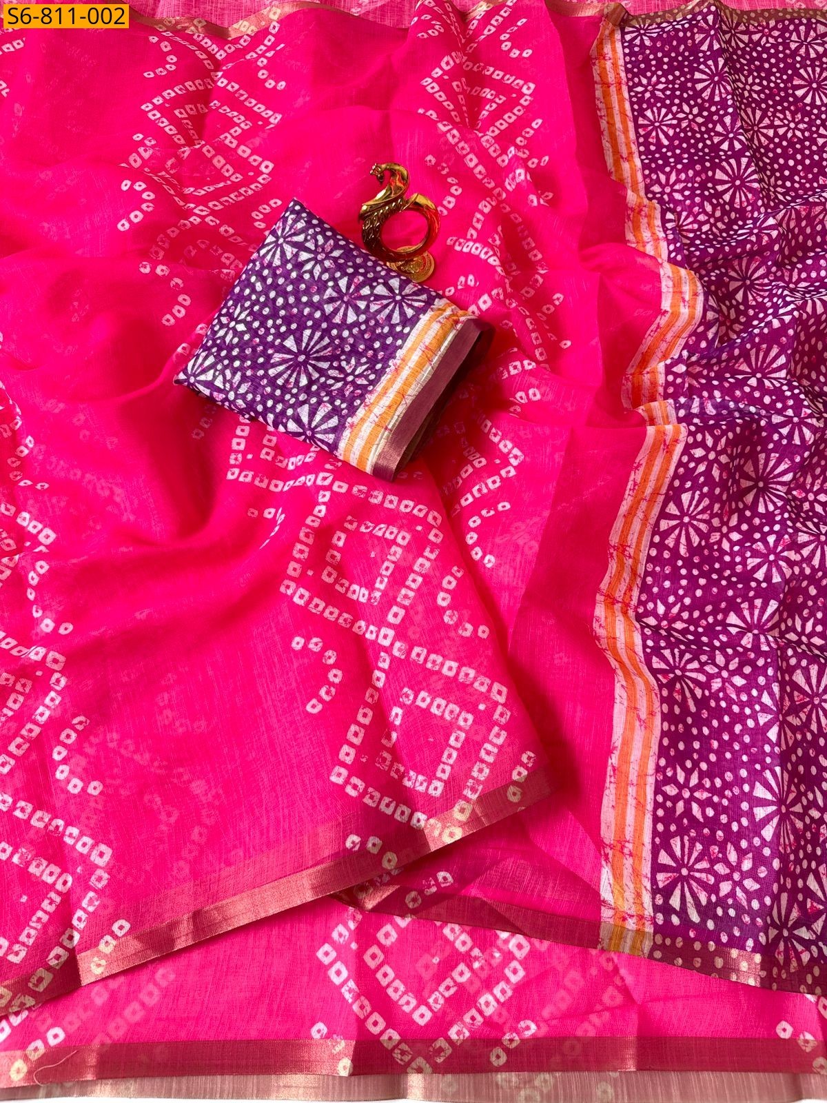 Pink Fancy linen cotton saree