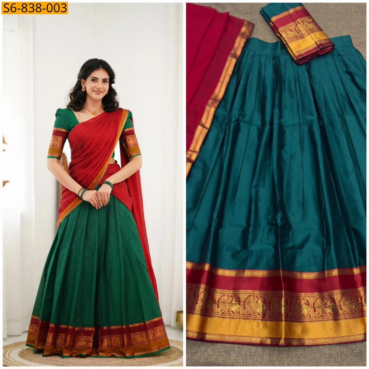 Teal Fancy blended silk lehenga