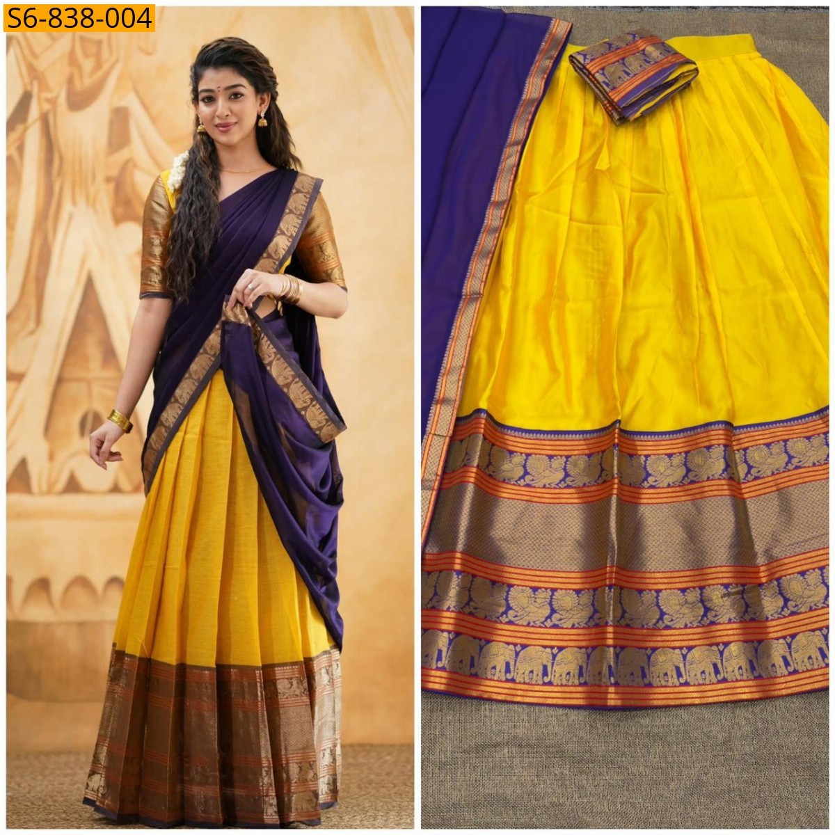 Yellow Fancy blended silk lehenga