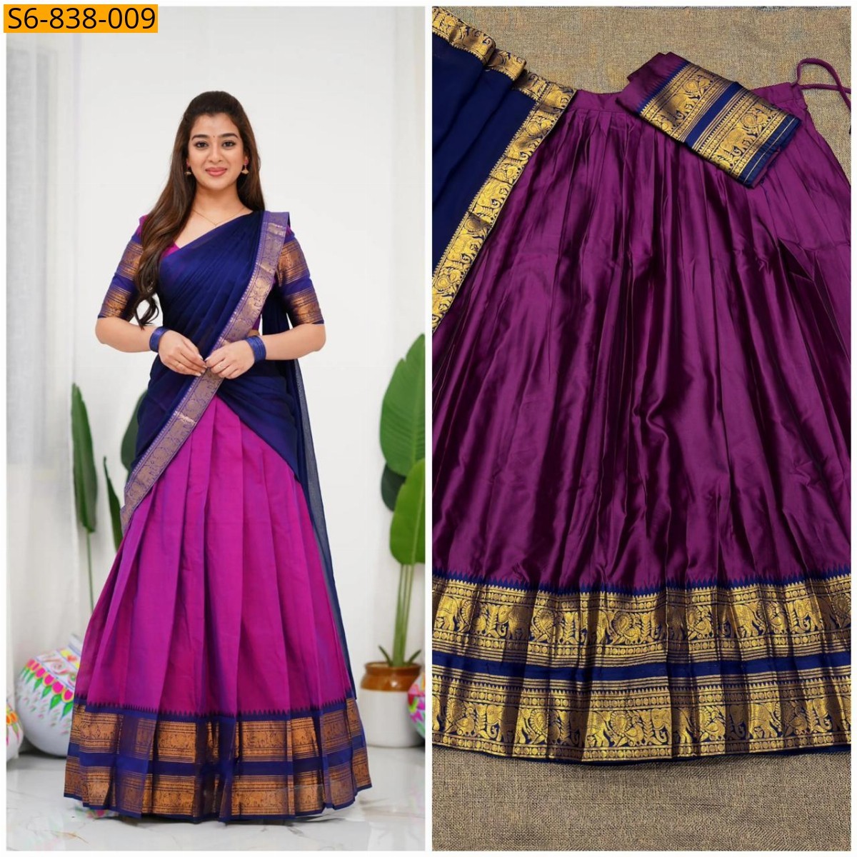 Magenta Fancy blended silk lehenga