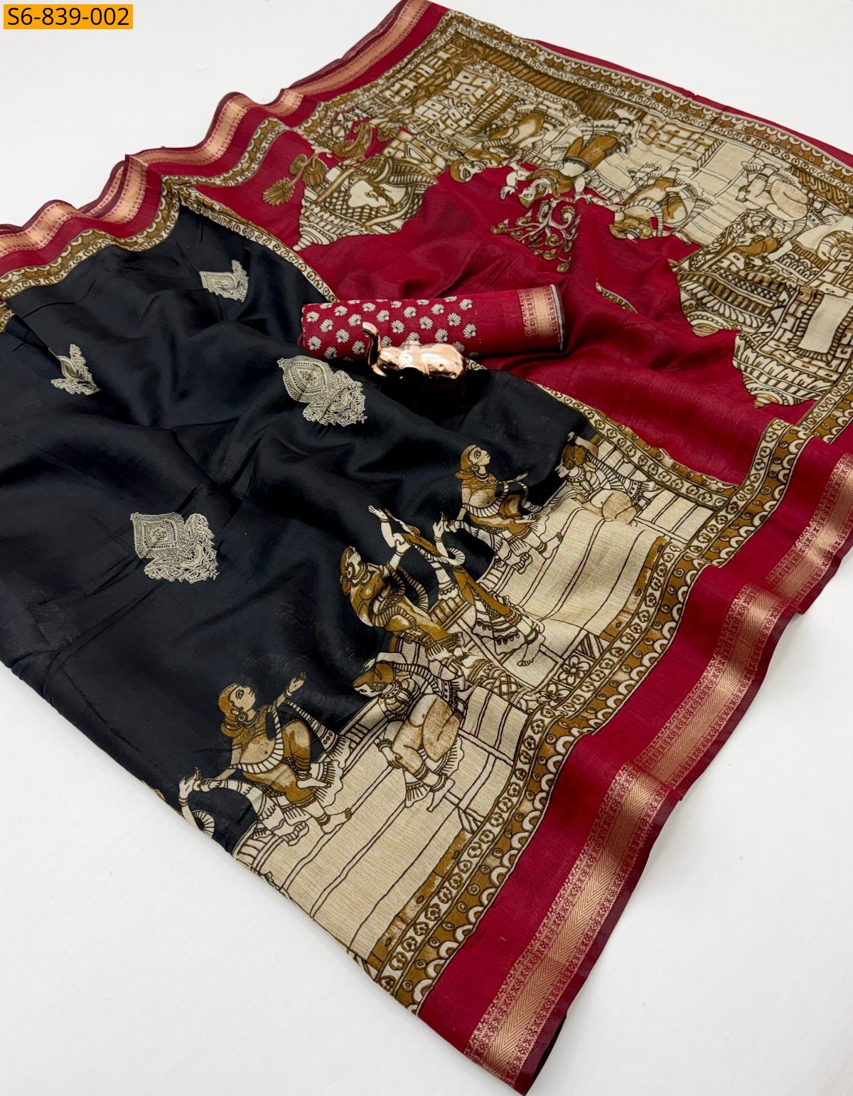 Black Fancy Mul Cotton Saree
