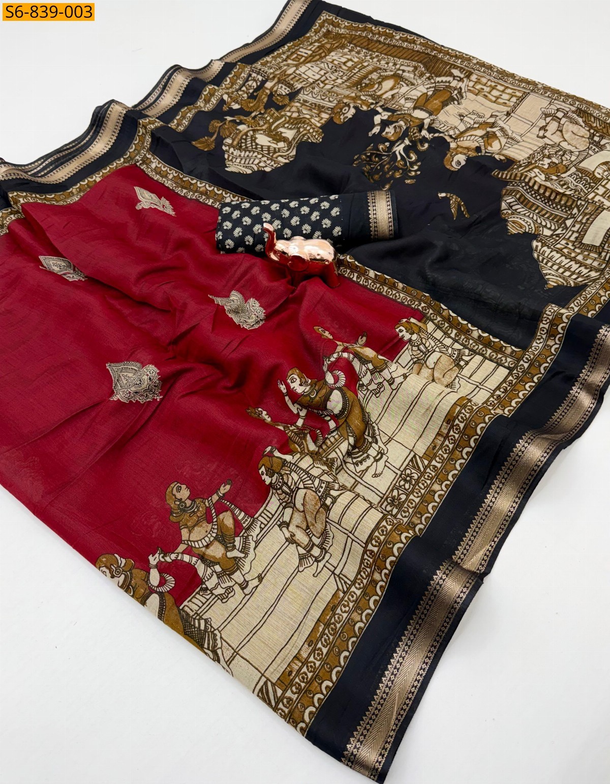 Red Fancy Mul Cotton Saree