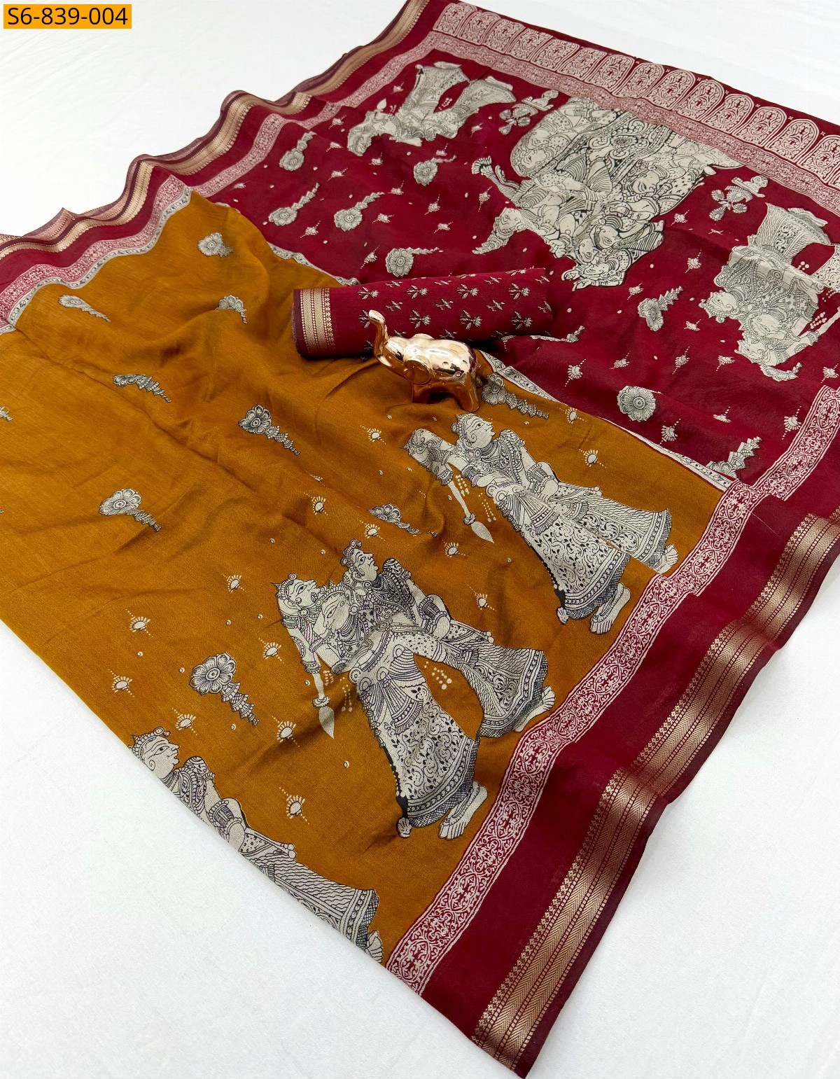 Mustard Fancy Mul Cotton Saree