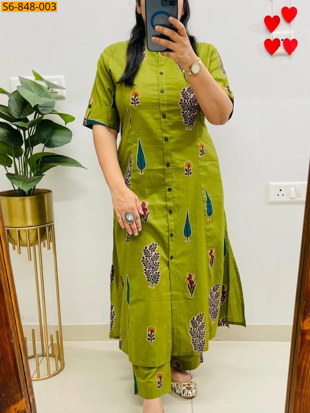 Light Green Fancy Blended rayon cotton Coord set