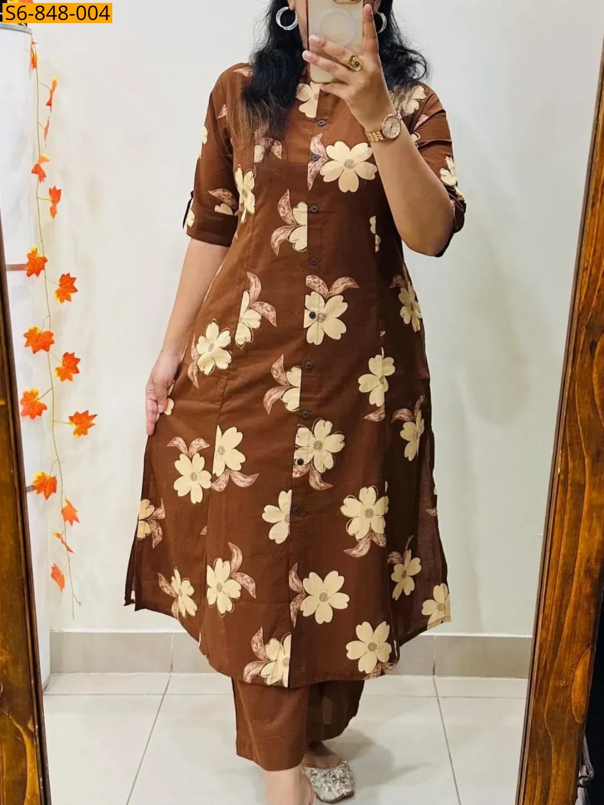Brown Fancy Blended rayon cotton Coord set