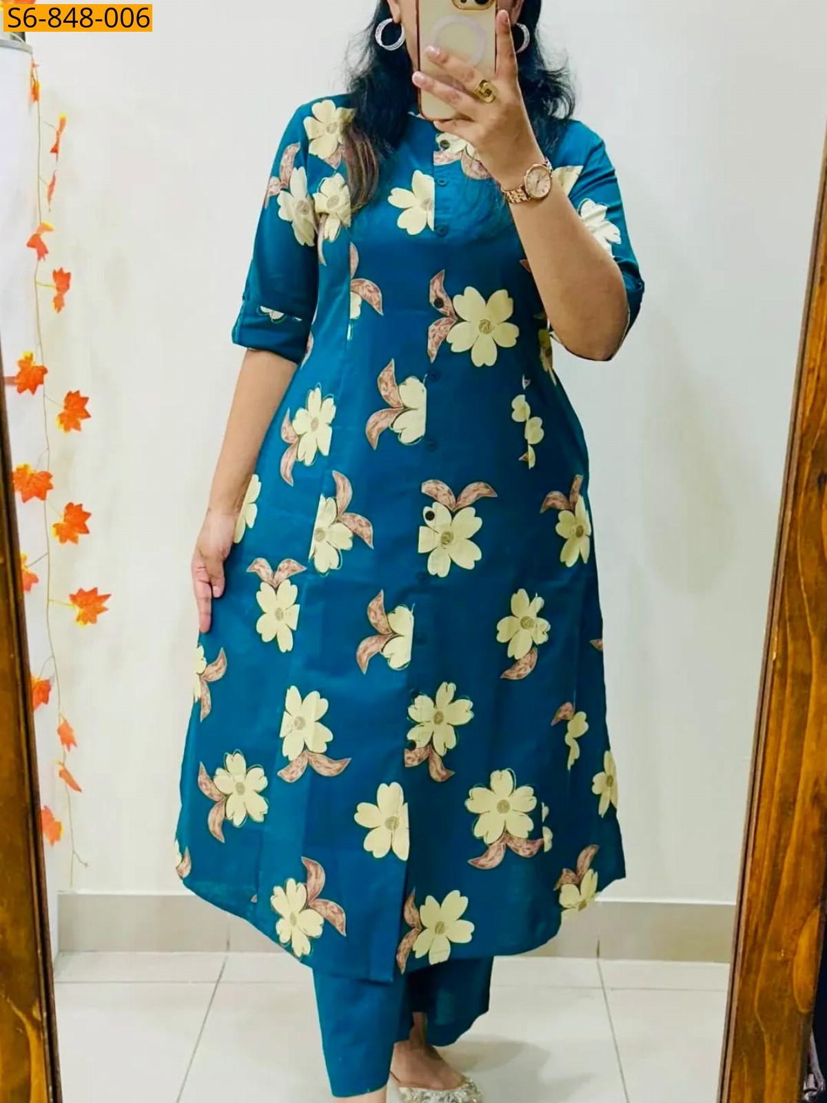 Blue Fancy Blended rayon cotton Coord set