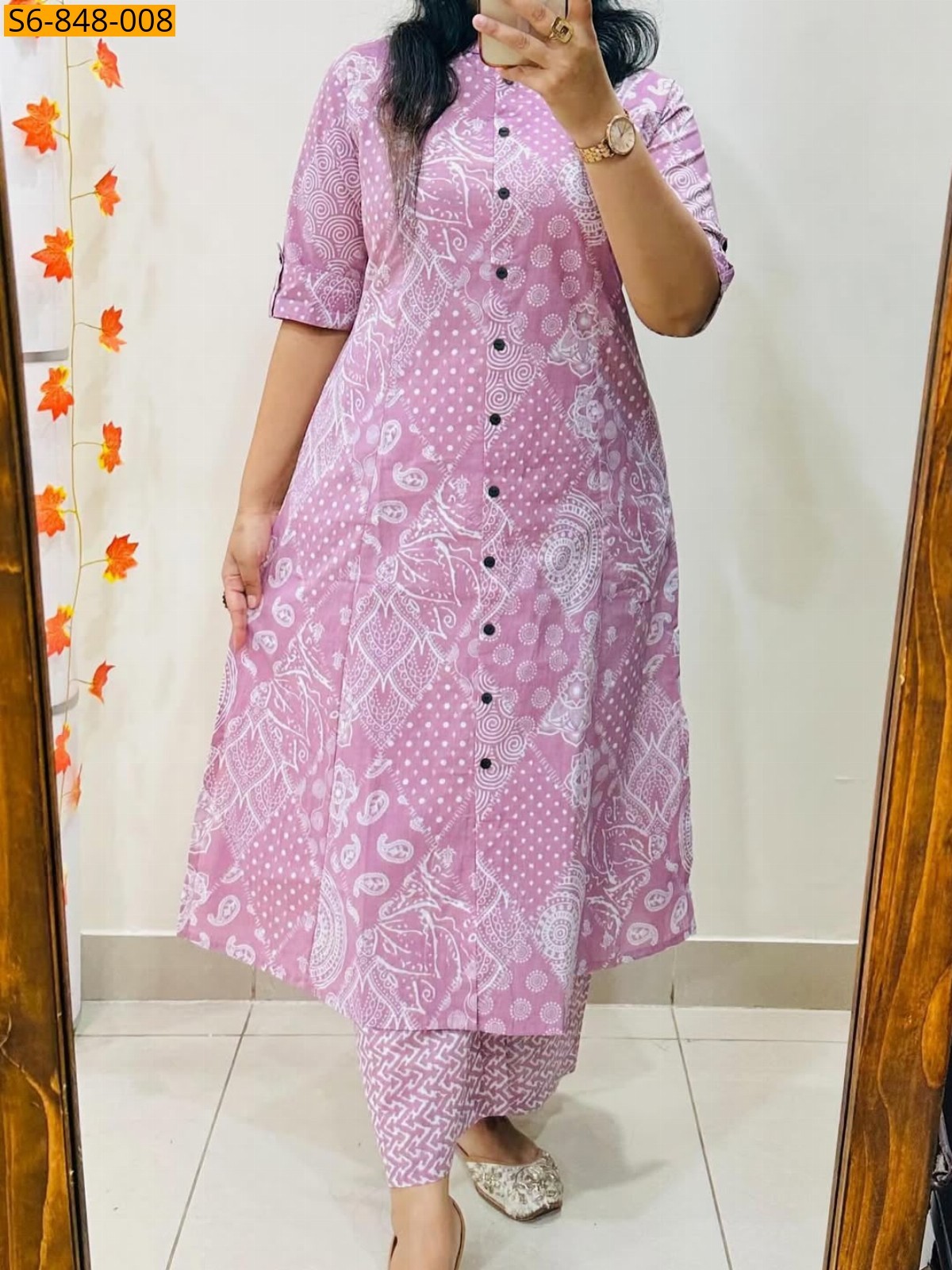 Pink Fancy Blended rayon cotton Coord set