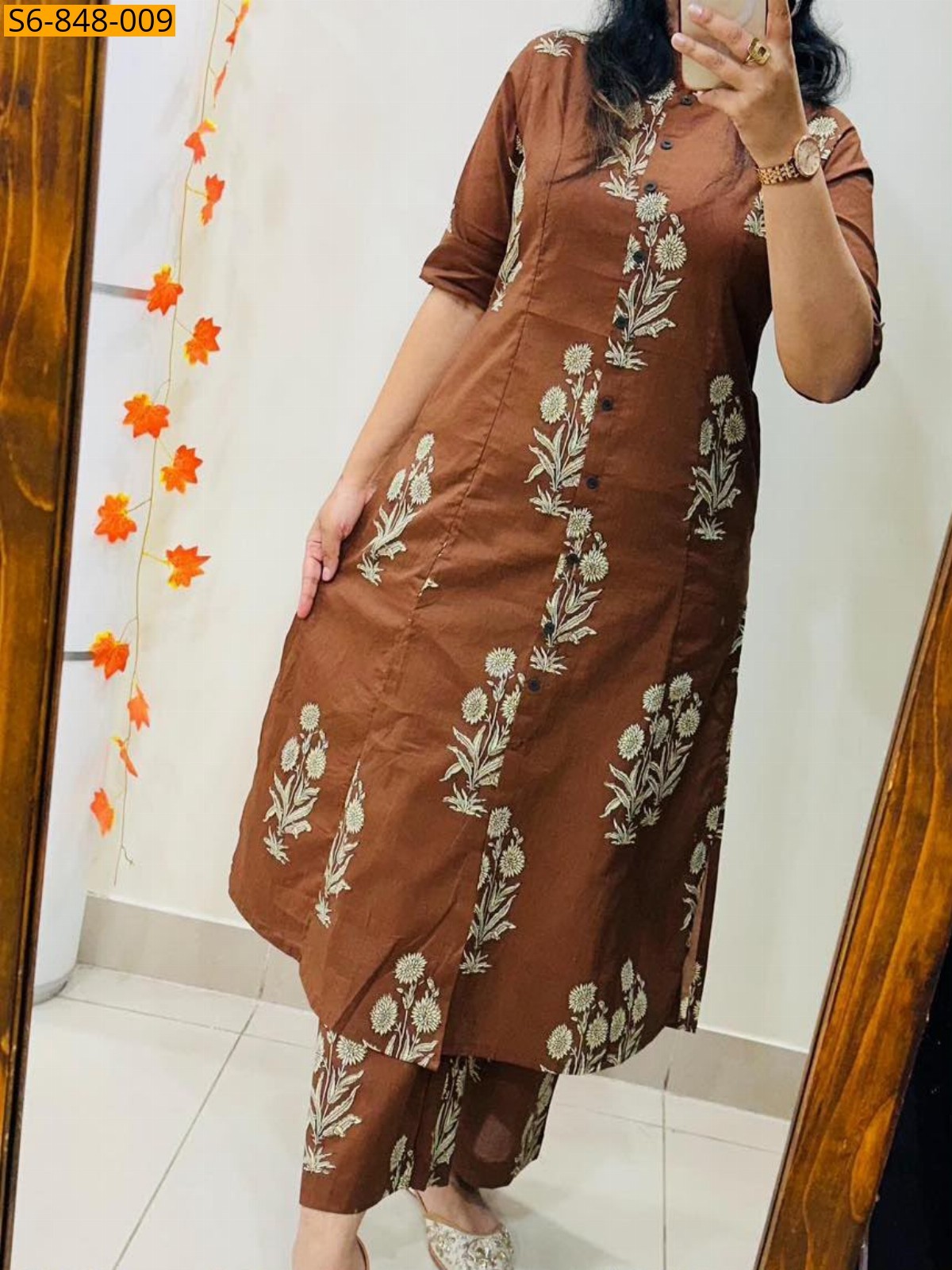 Brown Fancy Blended rayon cotton Coord set