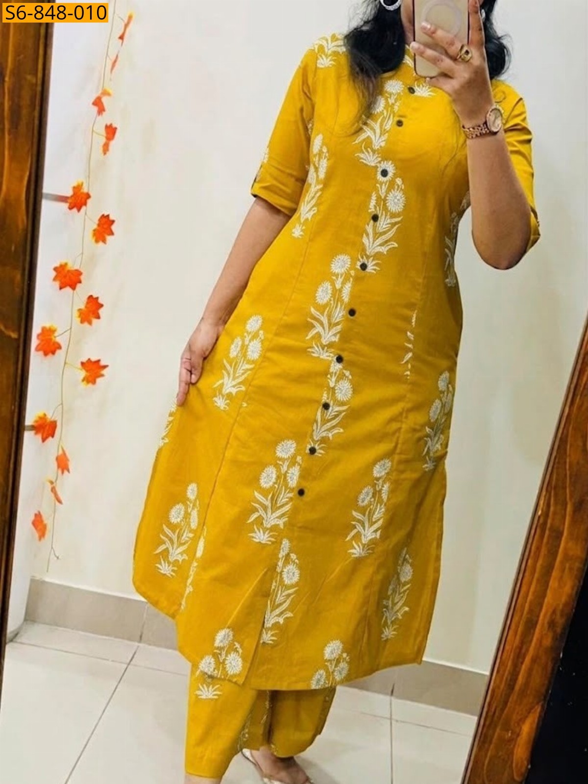Yellow Fancy Blended rayon cotton Coord set