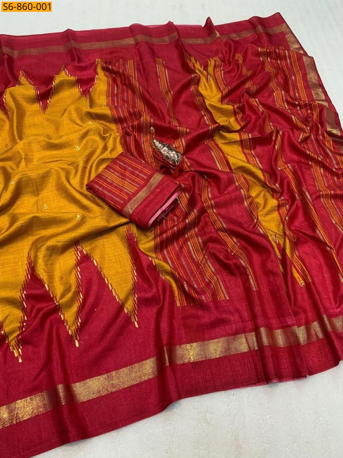 Yellow Fancy Dola Silk Saree