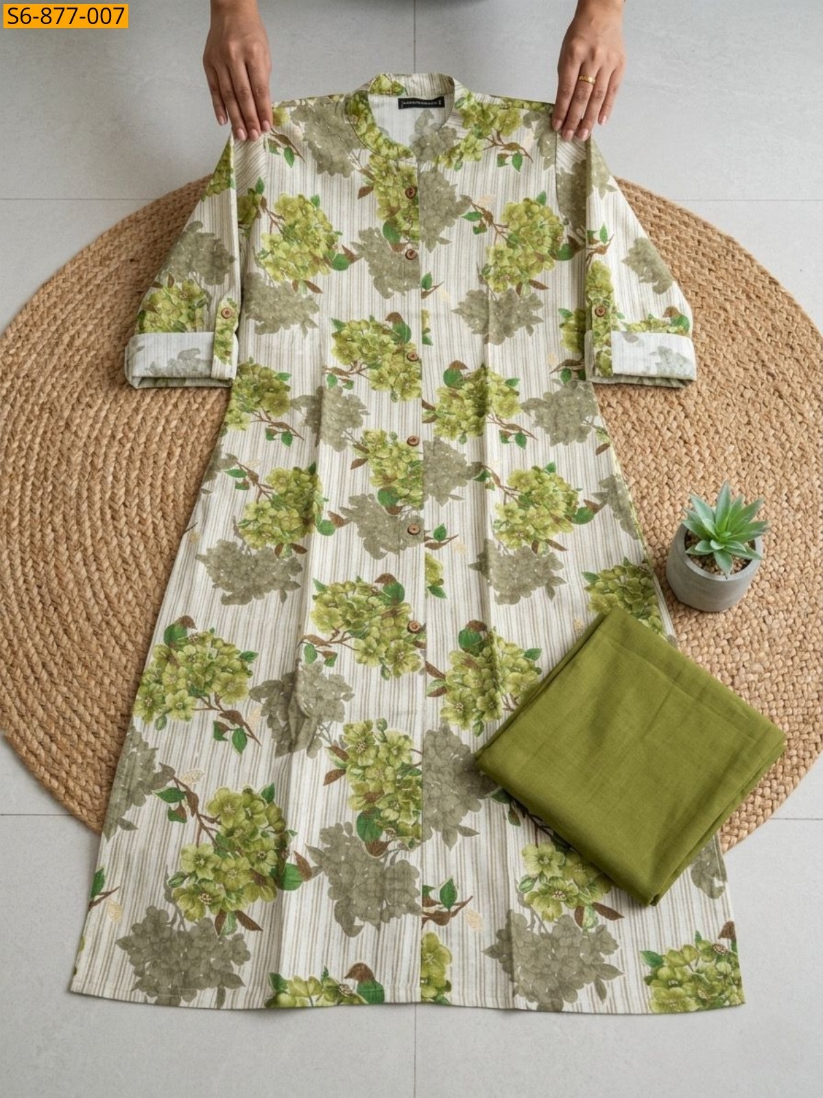 Green Fancy Bamboo Cotton kurti with pant