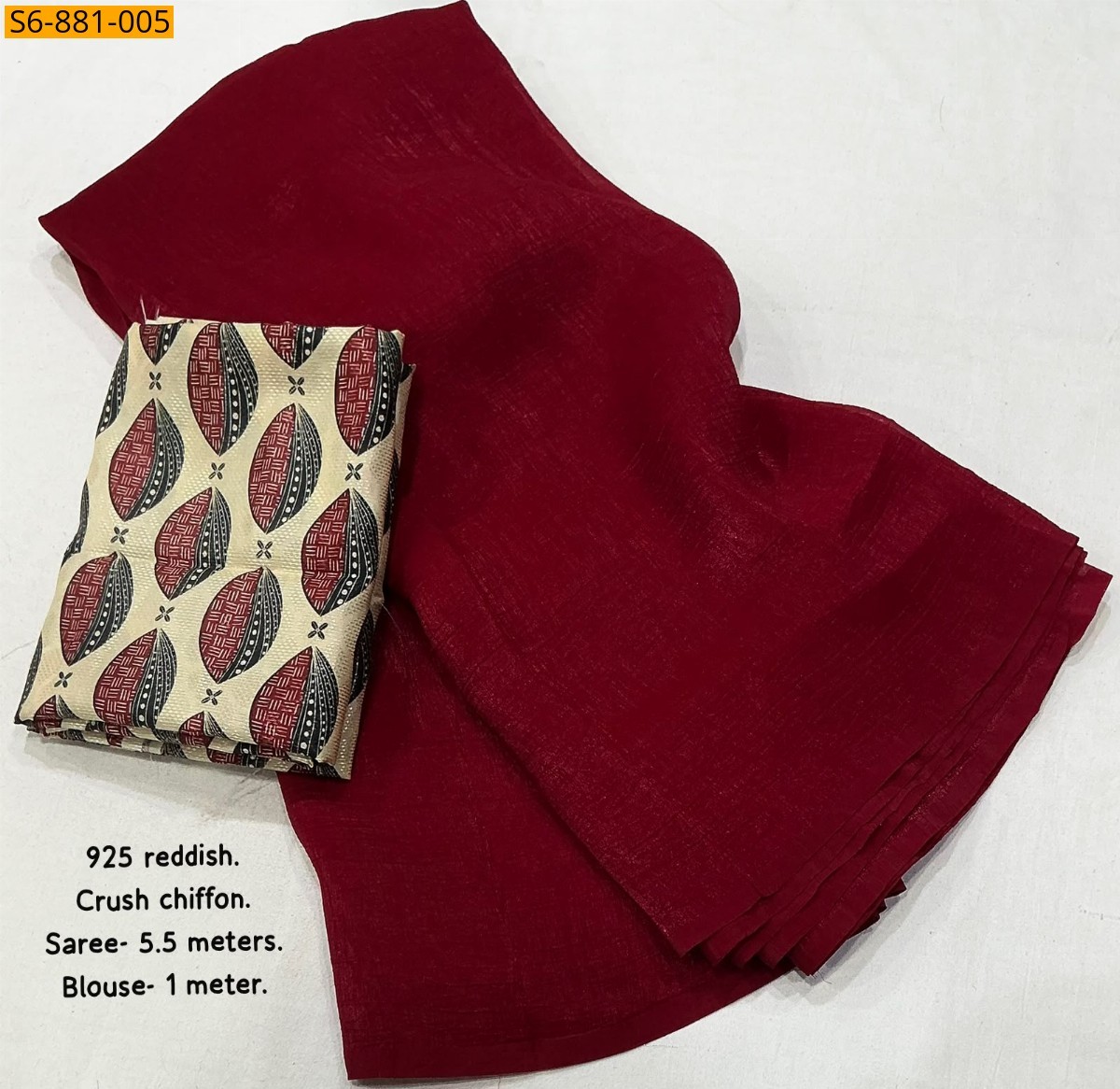 Red Fancy Crush Chiffon Saree