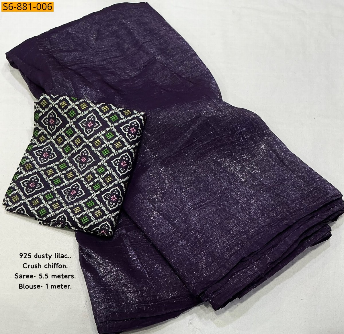 Dark Purple Fancy Crush Chiffon Saree