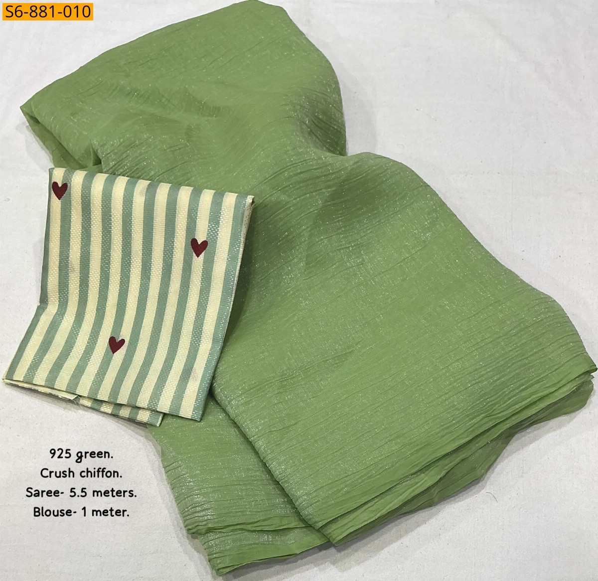 Light Green Fancy Crush Chiffon Saree