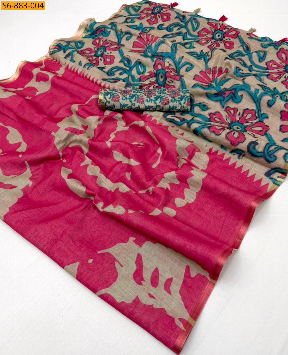 Pink Fancy Soft cotton based Linen Saree
