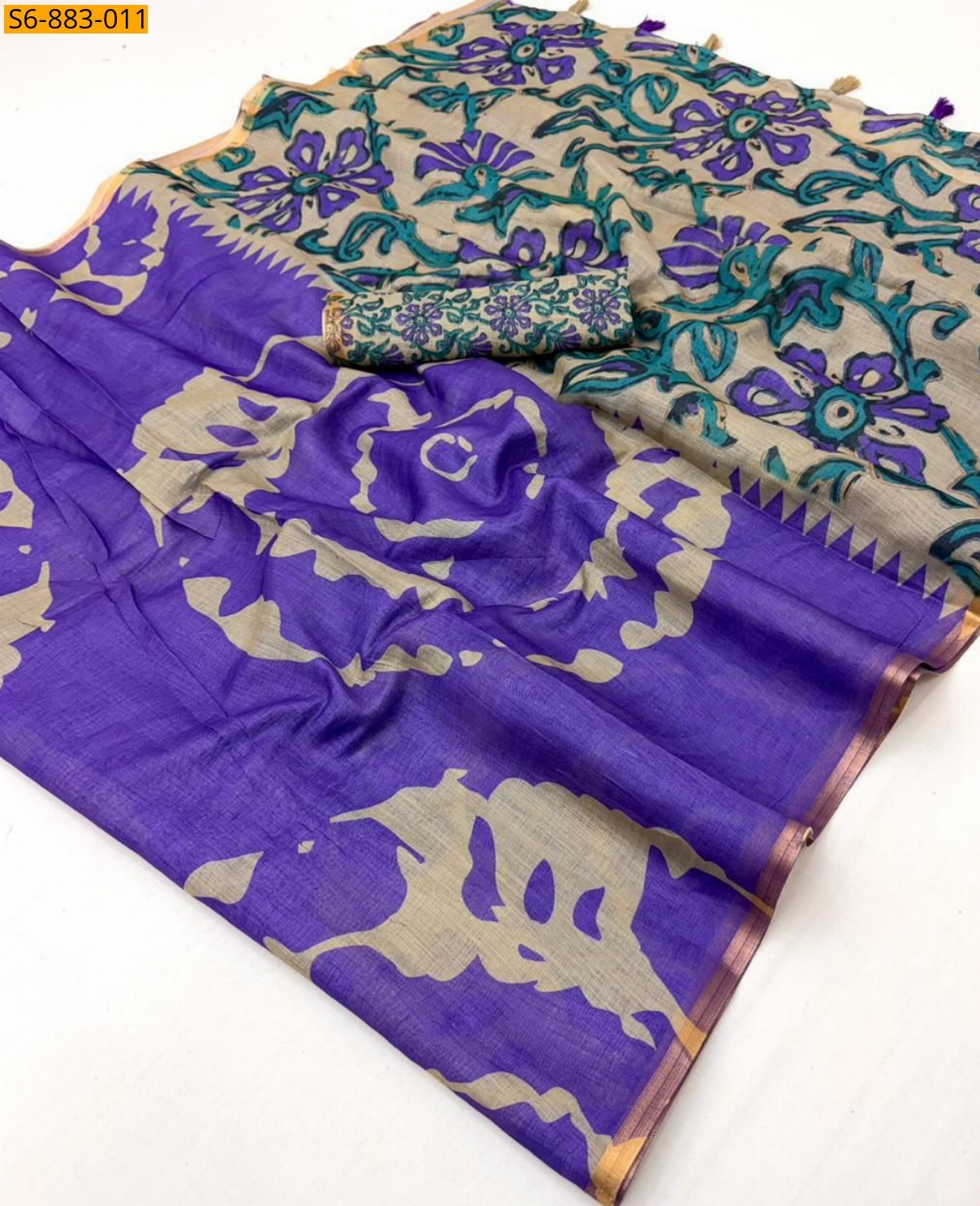 Violet Fancy Soft cotton based Linen Saree