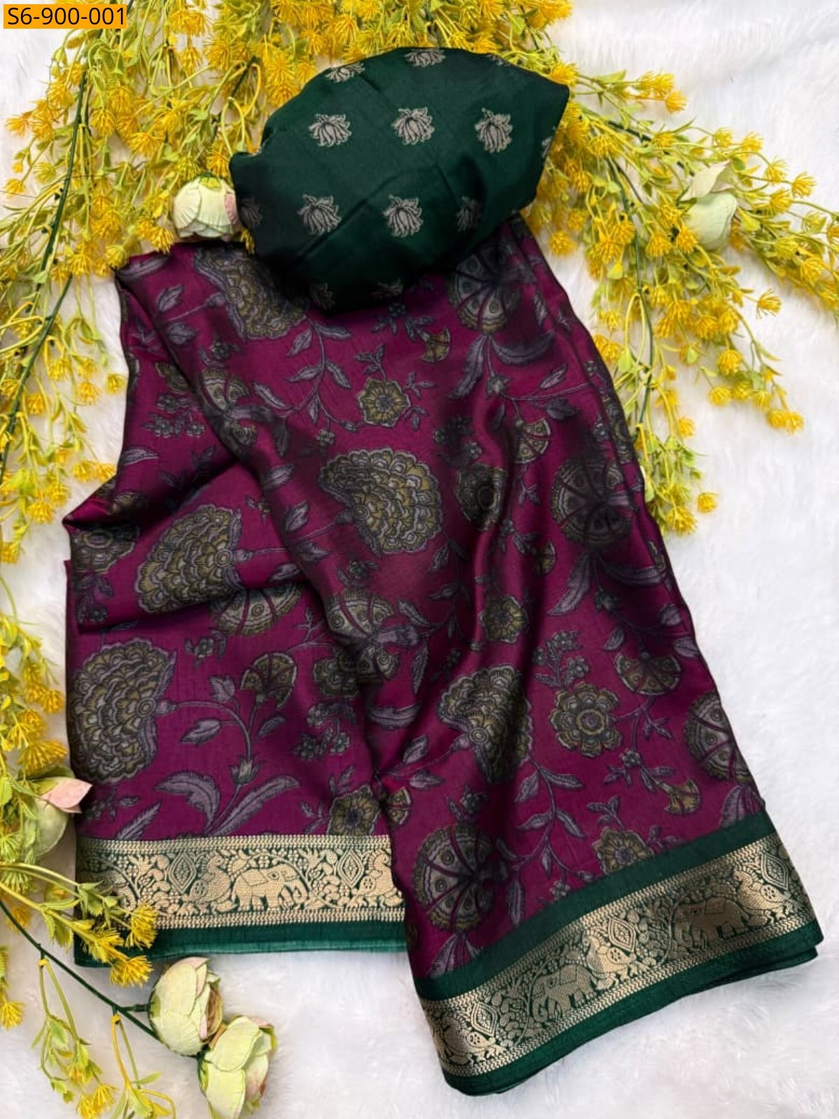 Pink Fancy Soft bleck dola silk Saree