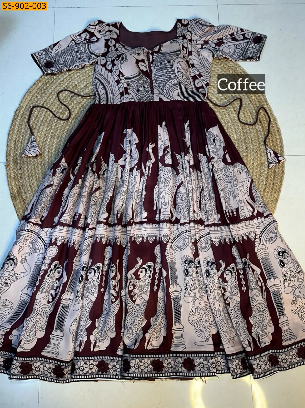 Maroon Fancy Muslin kalamkari Printed Maxi