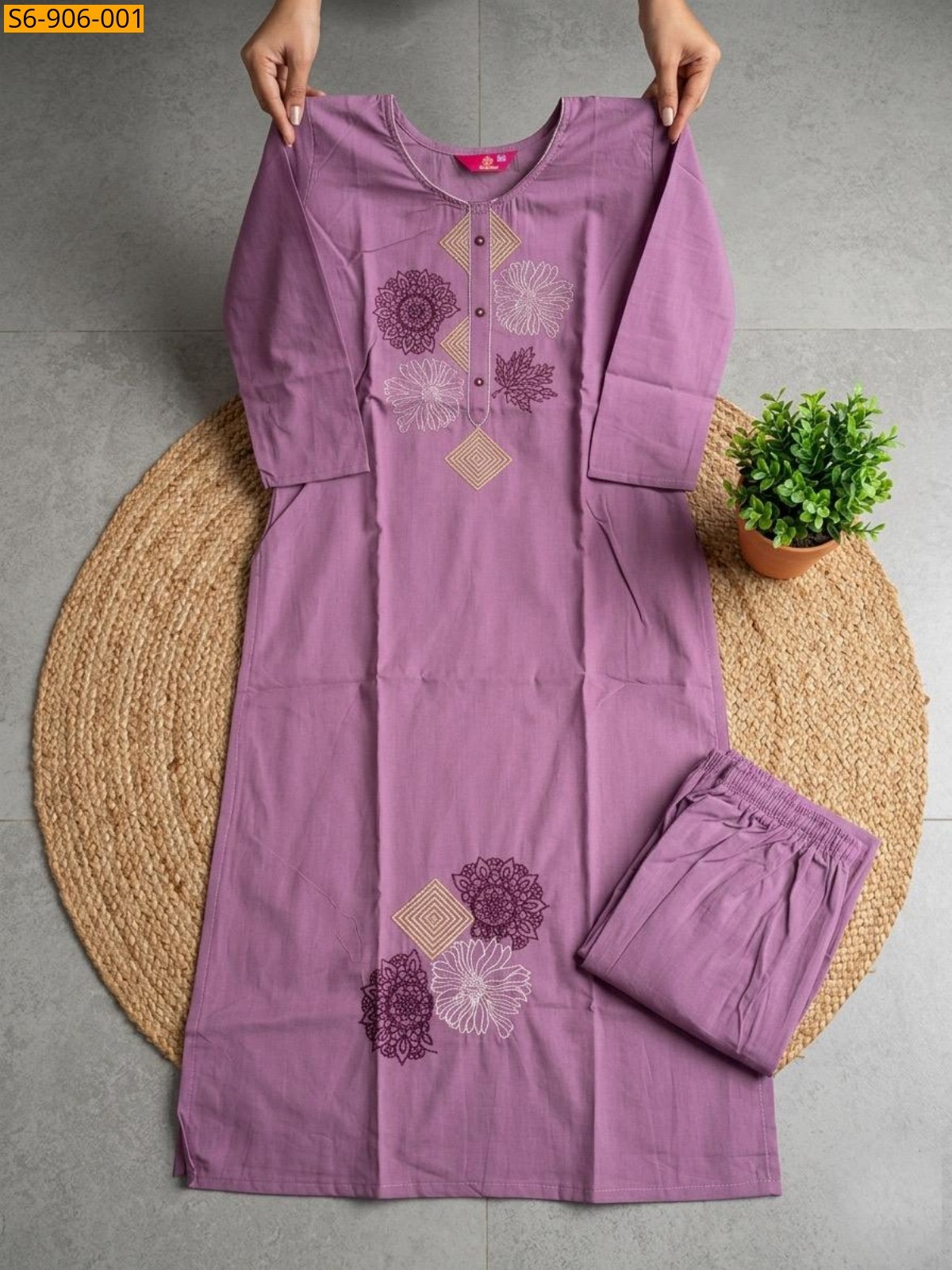 Pink Fancy Dhabu Cotton Coord Set
