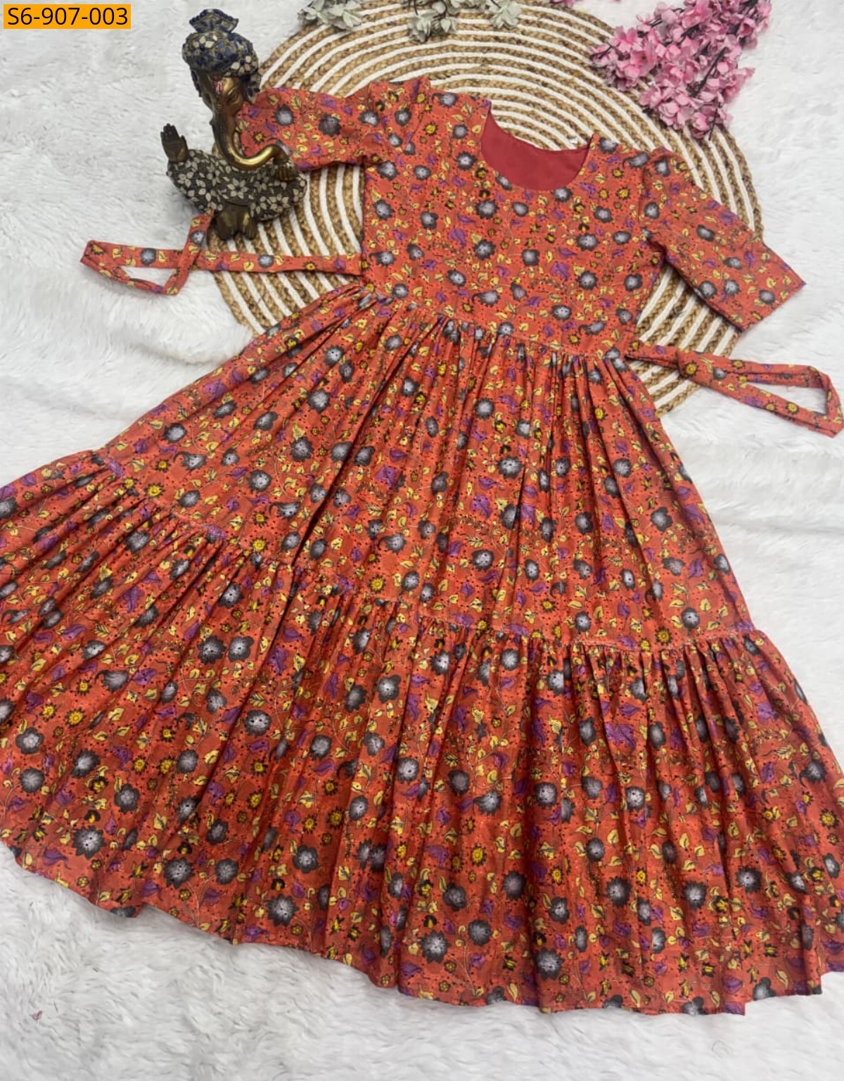 Orange Fancy Hakuba Maxi Dress