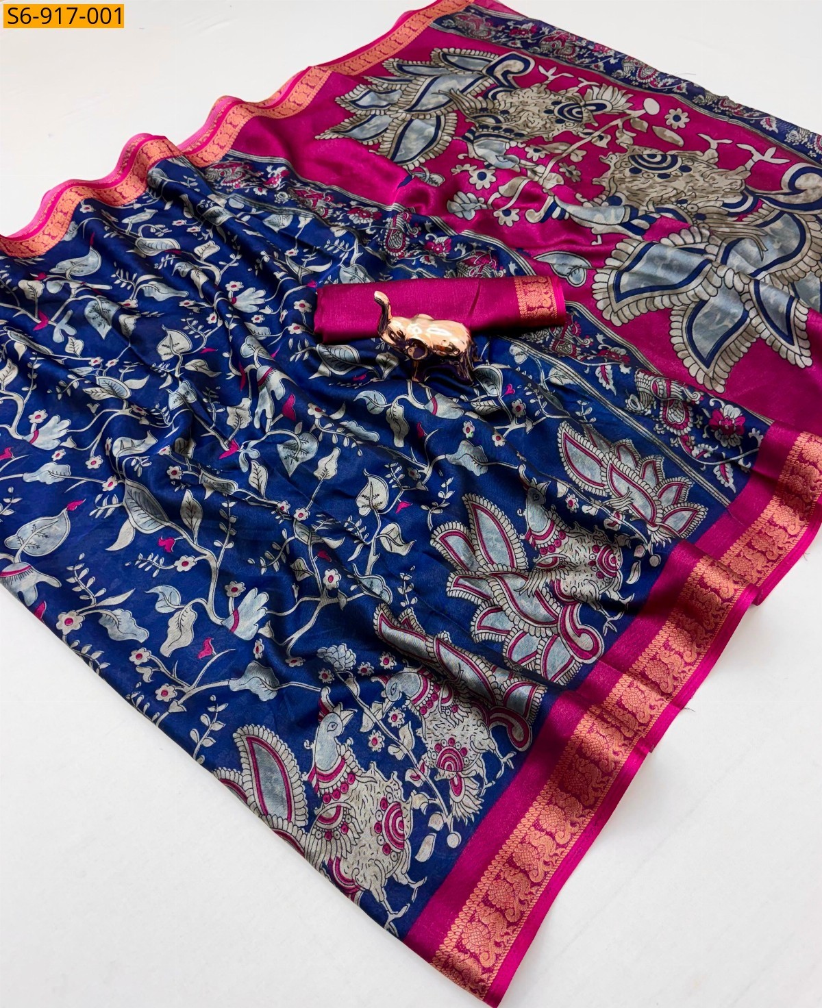 Blue Fancy Soft Dola Silk Saree
