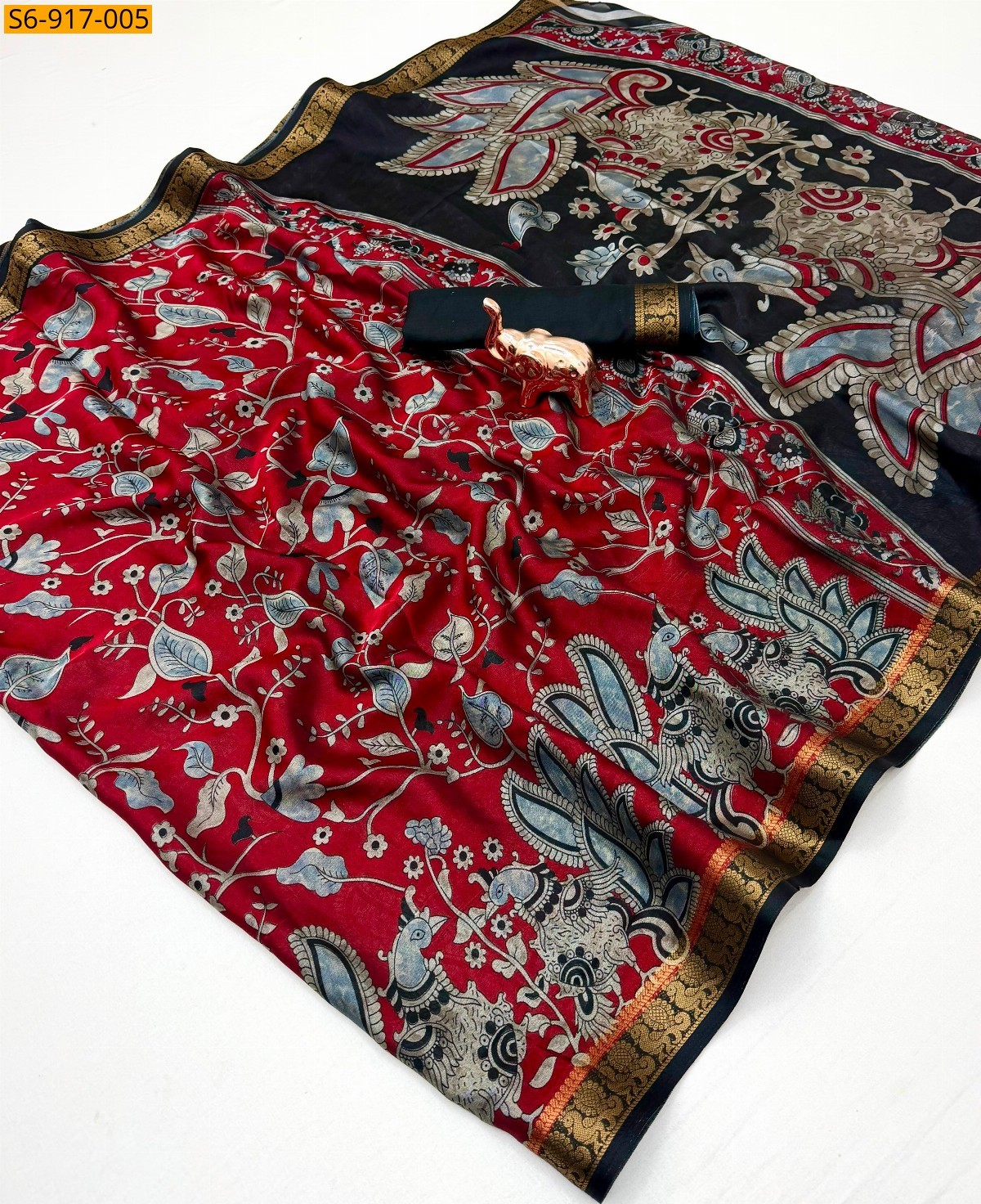 Red Fancy Soft Dola Silk Saree