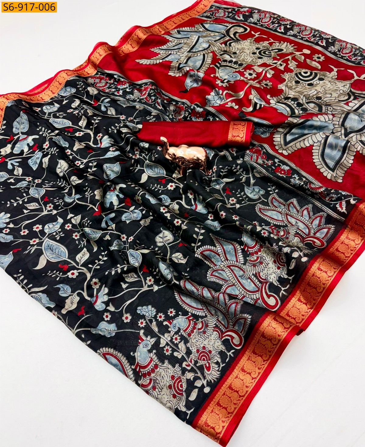 Black Fancy Soft Dola Silk Saree