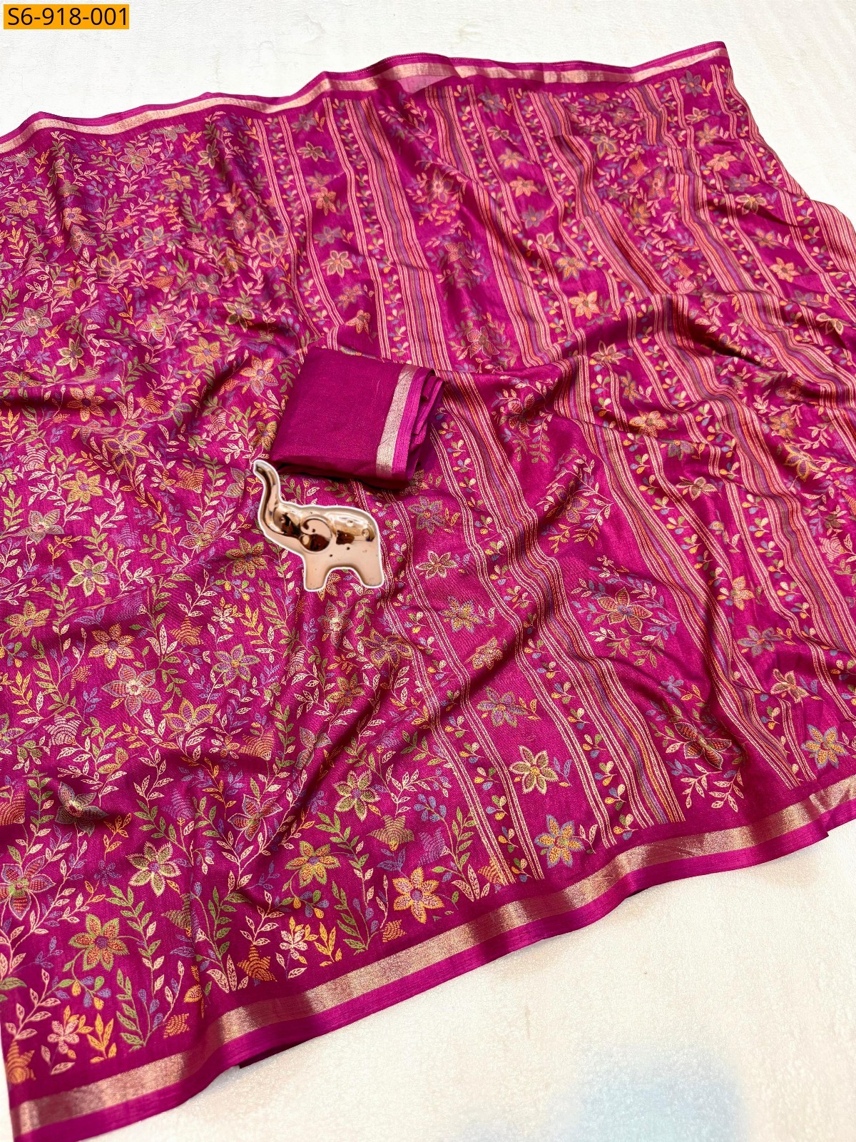 Rani Pink Fancy Soft Tusser Saree