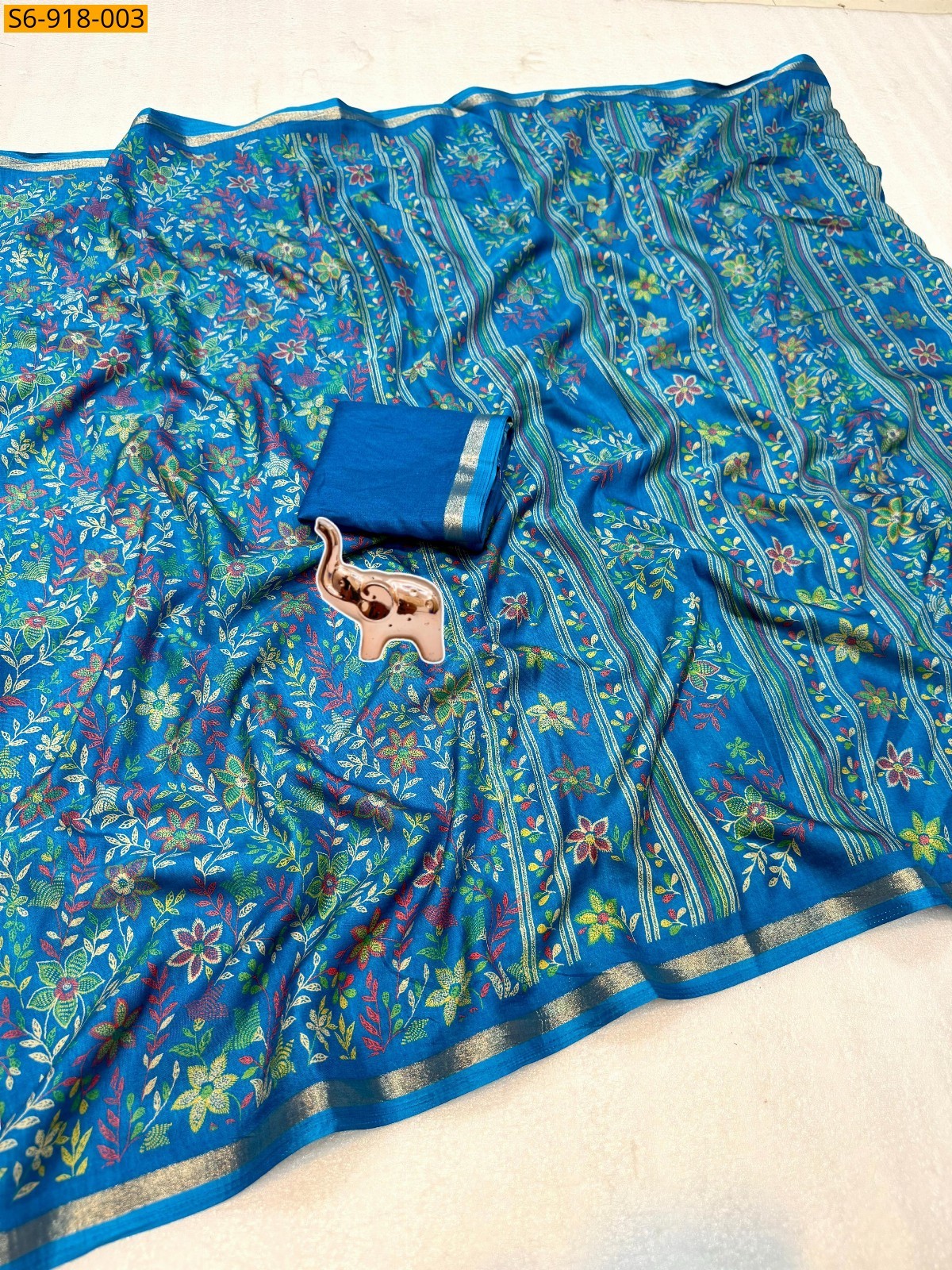 Blue Fancy Soft Tusser Saree