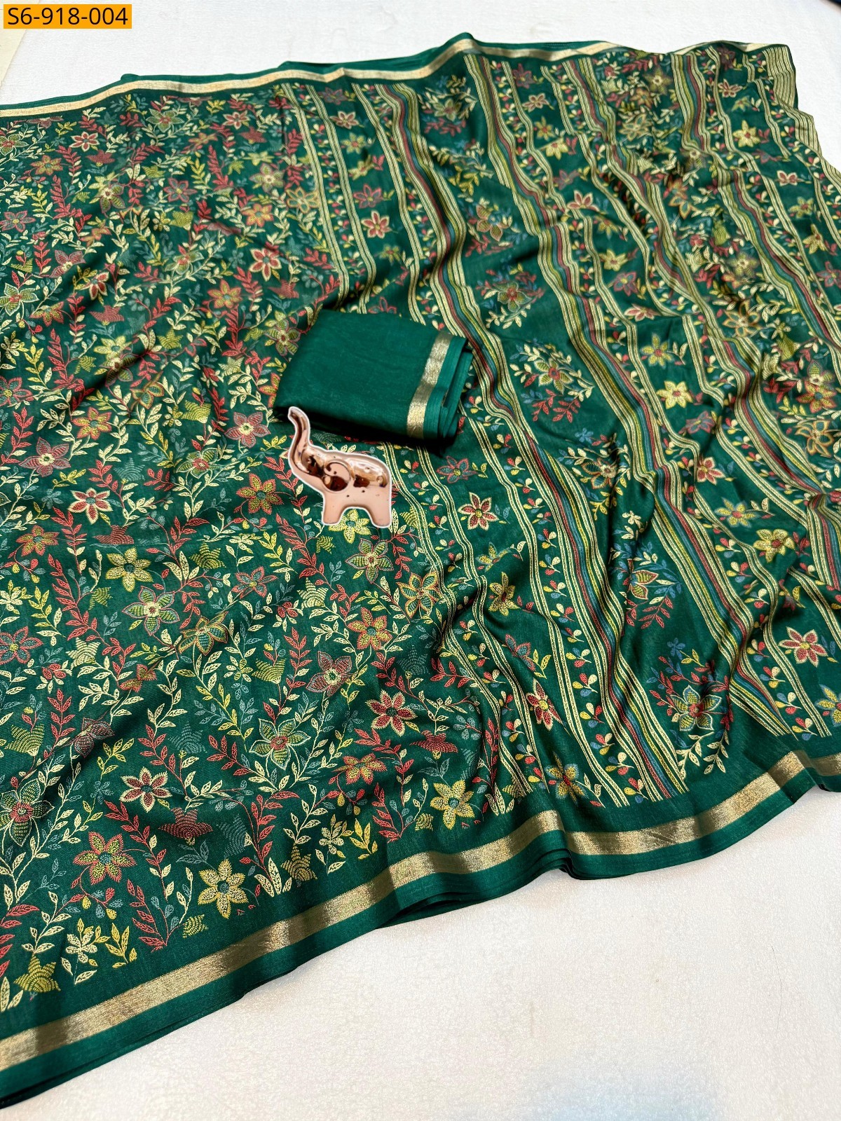 Green Fancy Soft Tusser Saree