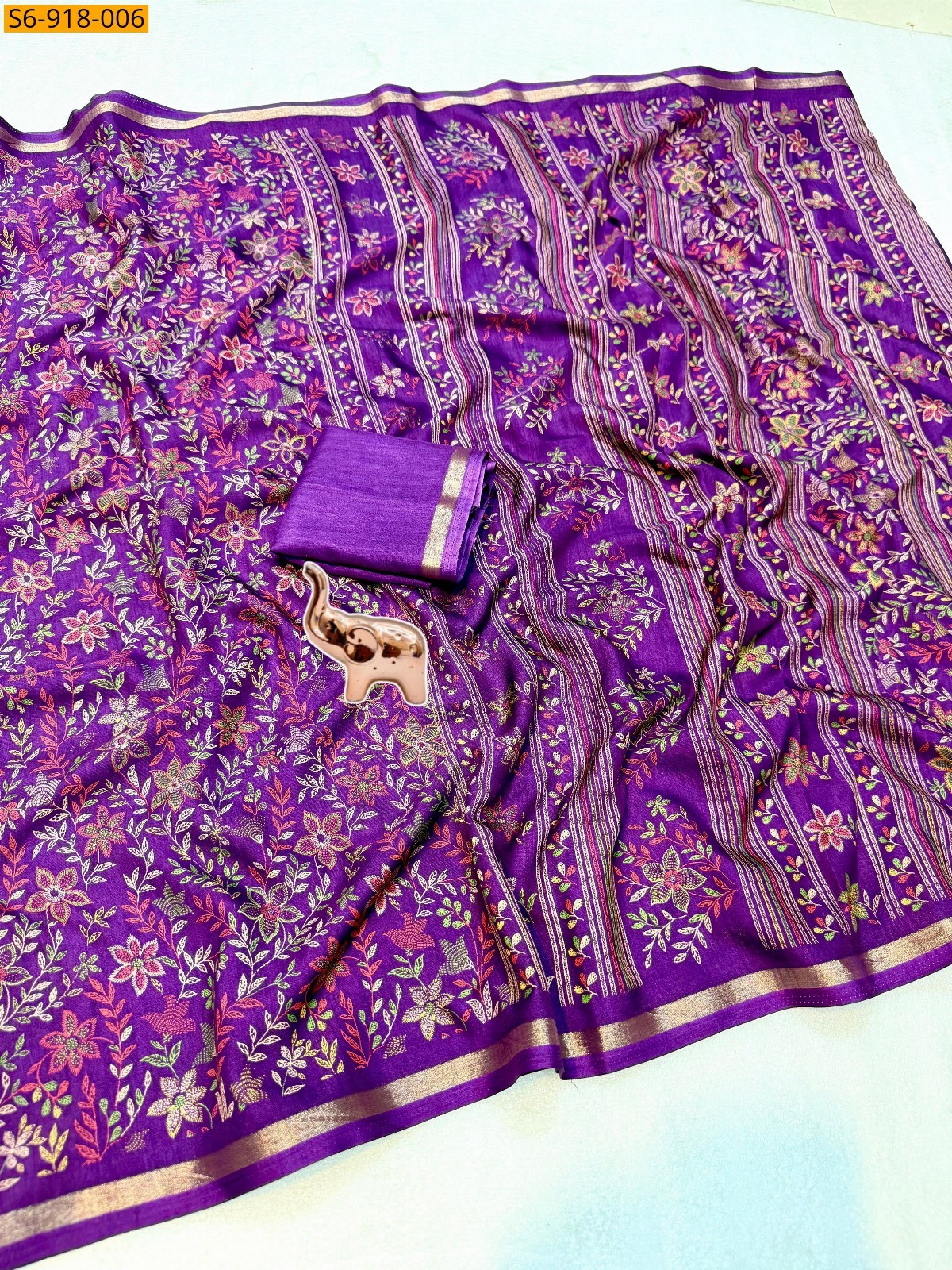 Violet Fancy Soft Tusser Saree