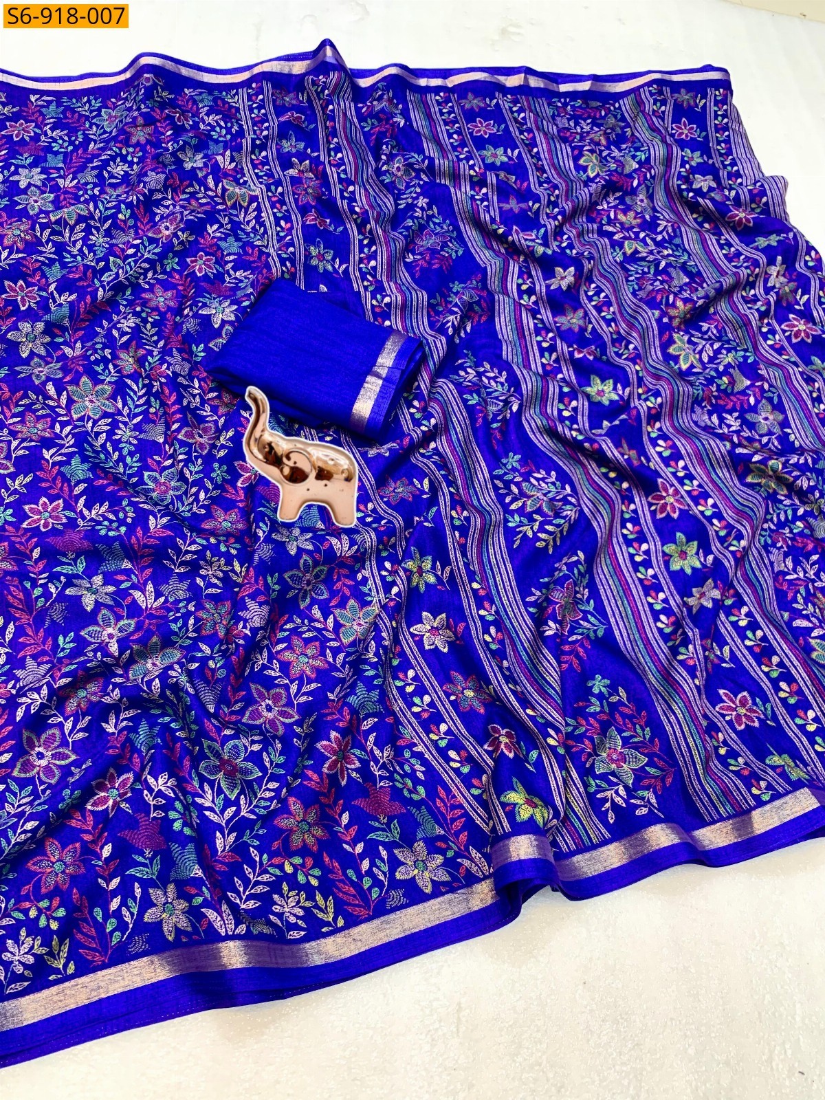 Blue Fancy Soft Tusser Saree