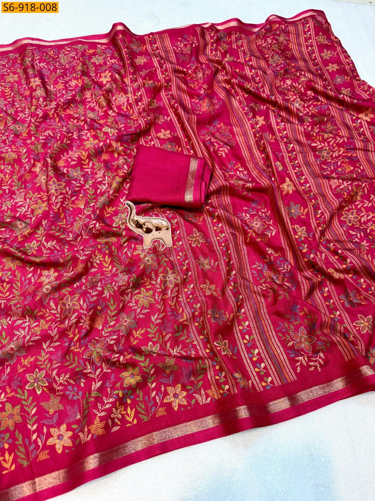 Red Fancy Soft Tusser Saree