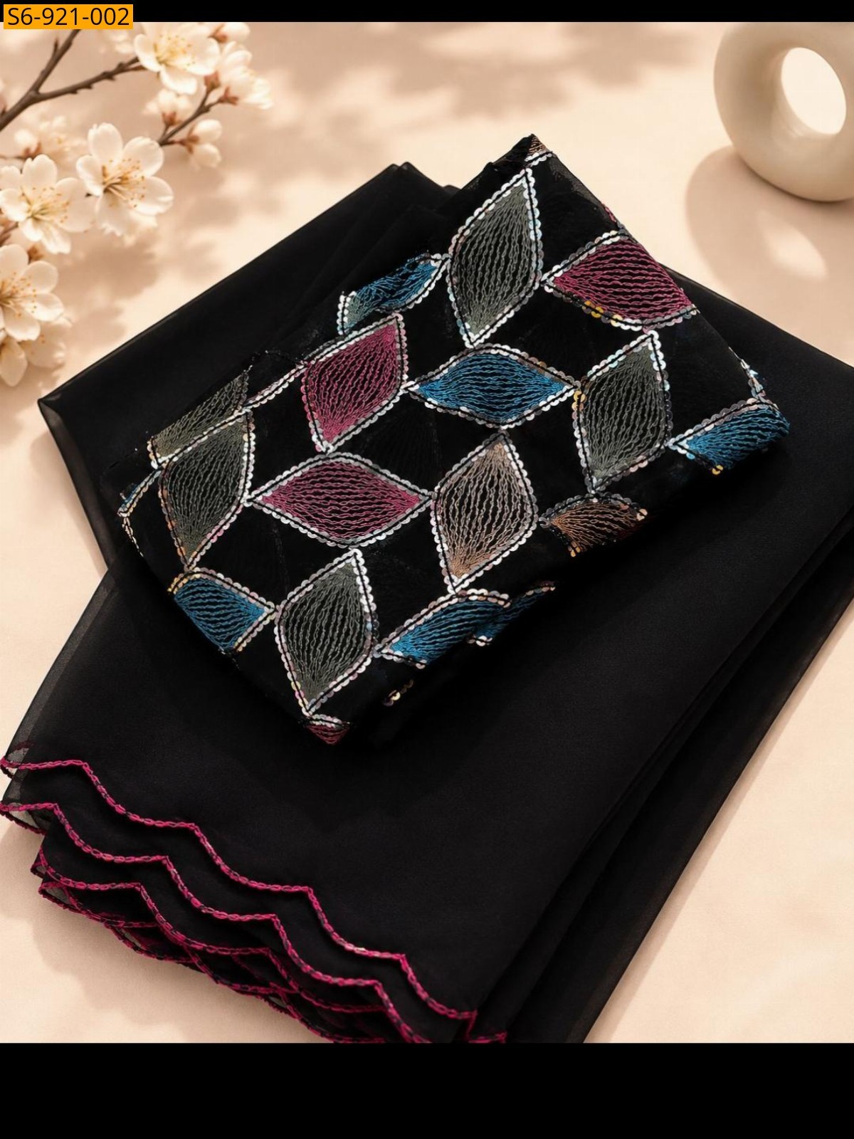 Black Fancy Soft Georgette Sarees