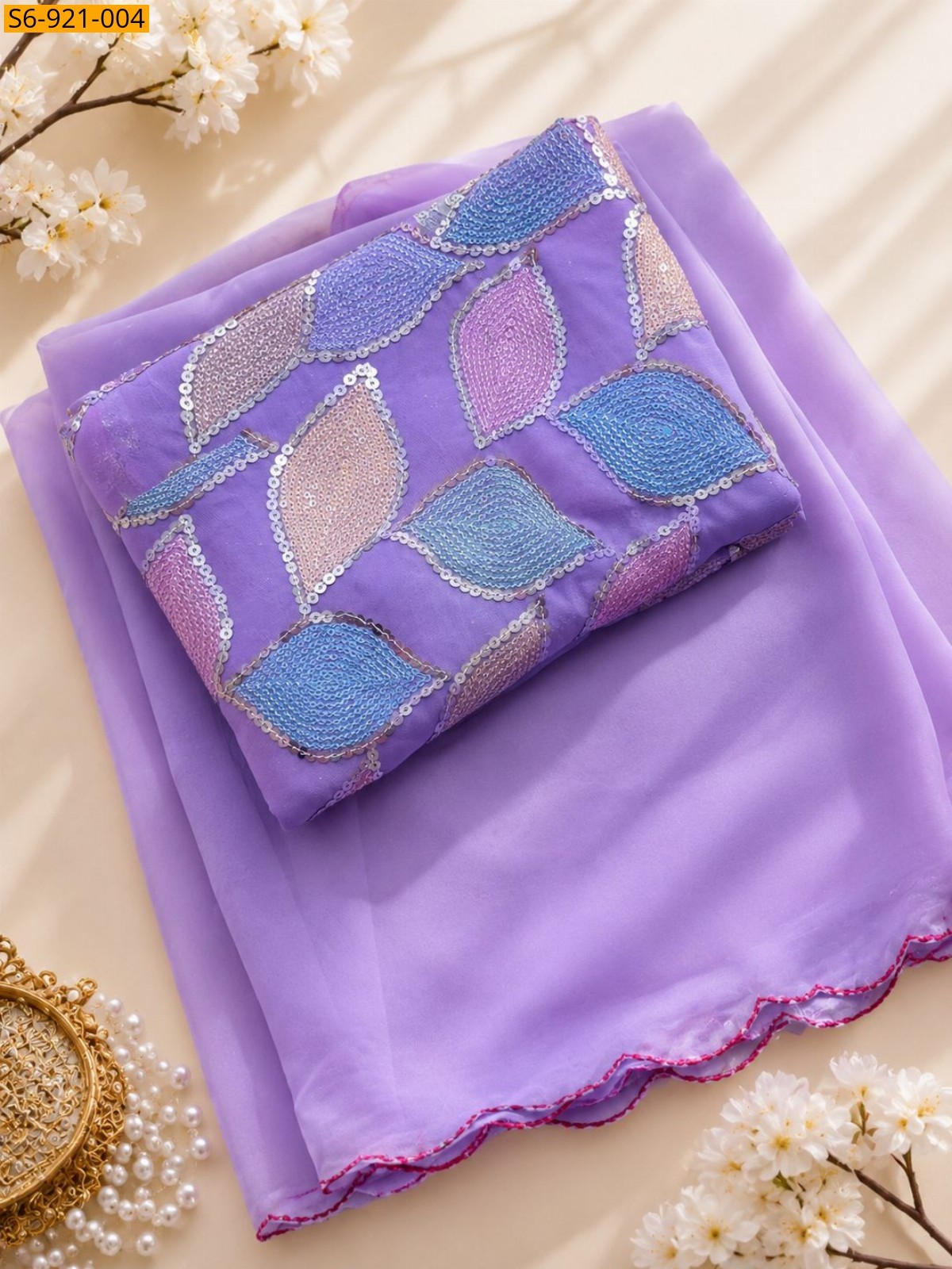 Lavender Fancy Soft Georgette Sarees